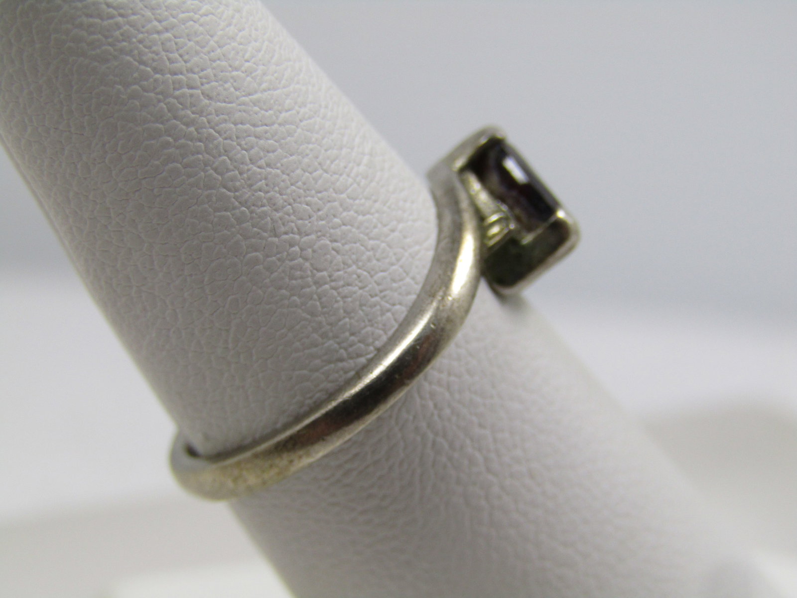 Vintage Sterling Garnet Diamond Ring, Sz. 7.25, 1980's - 3
