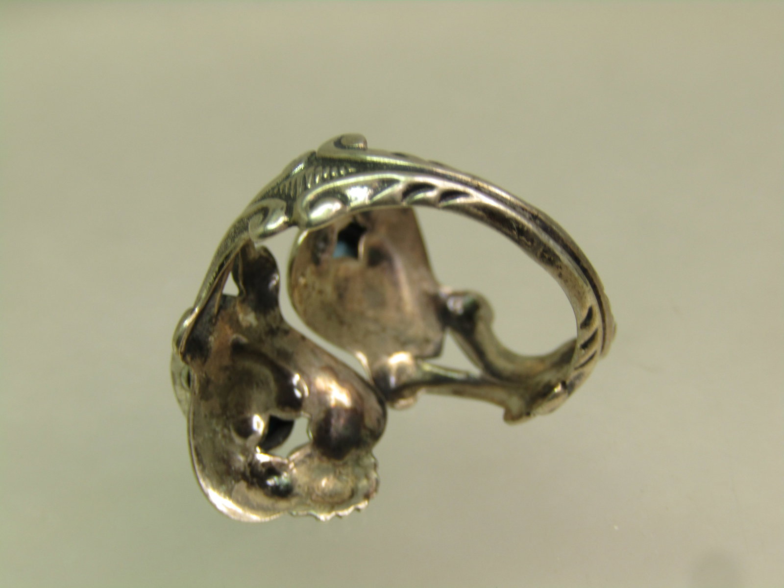 Vintage Sterling Faux Turquoise Wrapped Ring, Beau Sterling, Sz.6-9, 1960's-1970's - 5