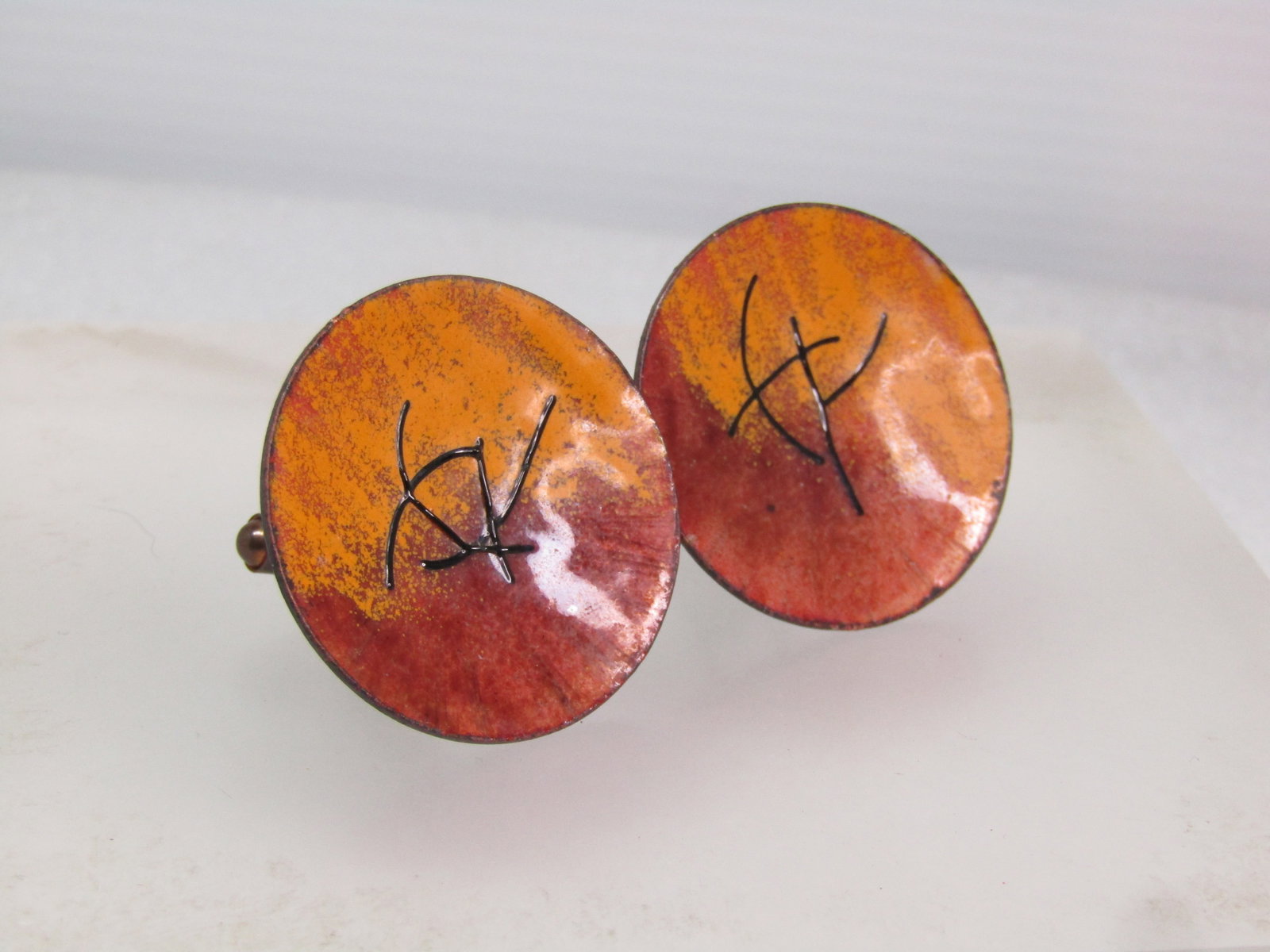 Vintage Enameled Copper Mod/Abstract Cufflinks, 191950's-1960's. - 2