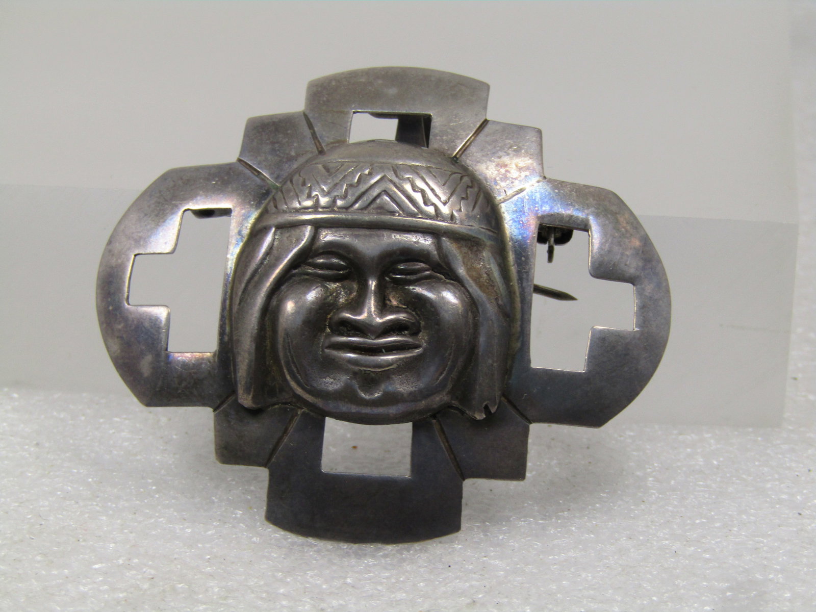 Vintage Sterling Peru Chakana Male Figural Brooch/Pendant, Signed AS, 1960's-1970's - 3