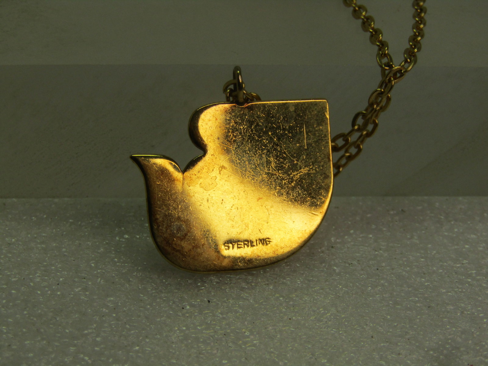 Vintage Sterling Vermeil 1975 U.N. Equality N.O.W. Women's Dove Necklace, 17" - 7