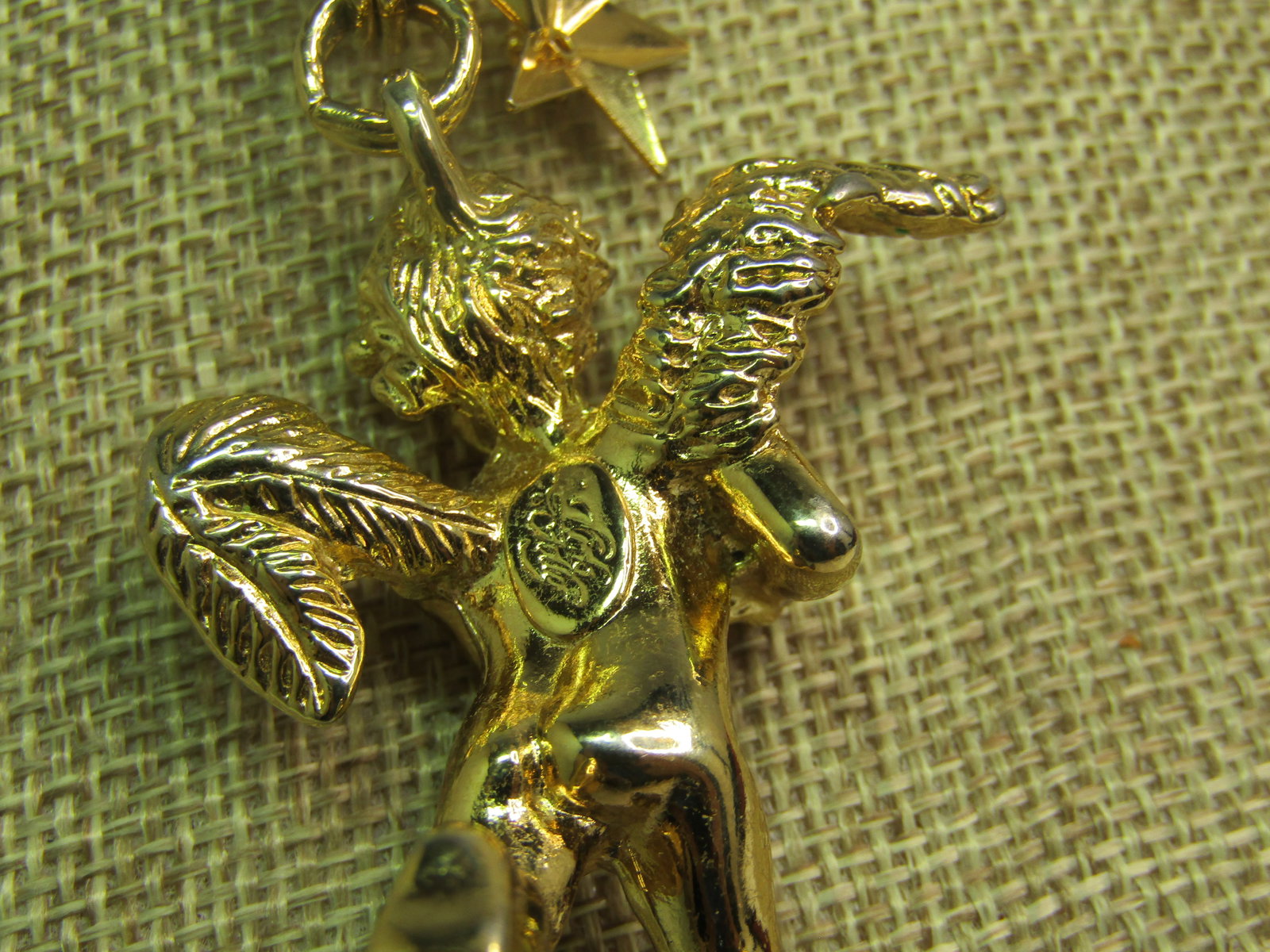 Vintage Kirk's Folly Cherub Star Pendant on 18" Chain, 1990's - 4