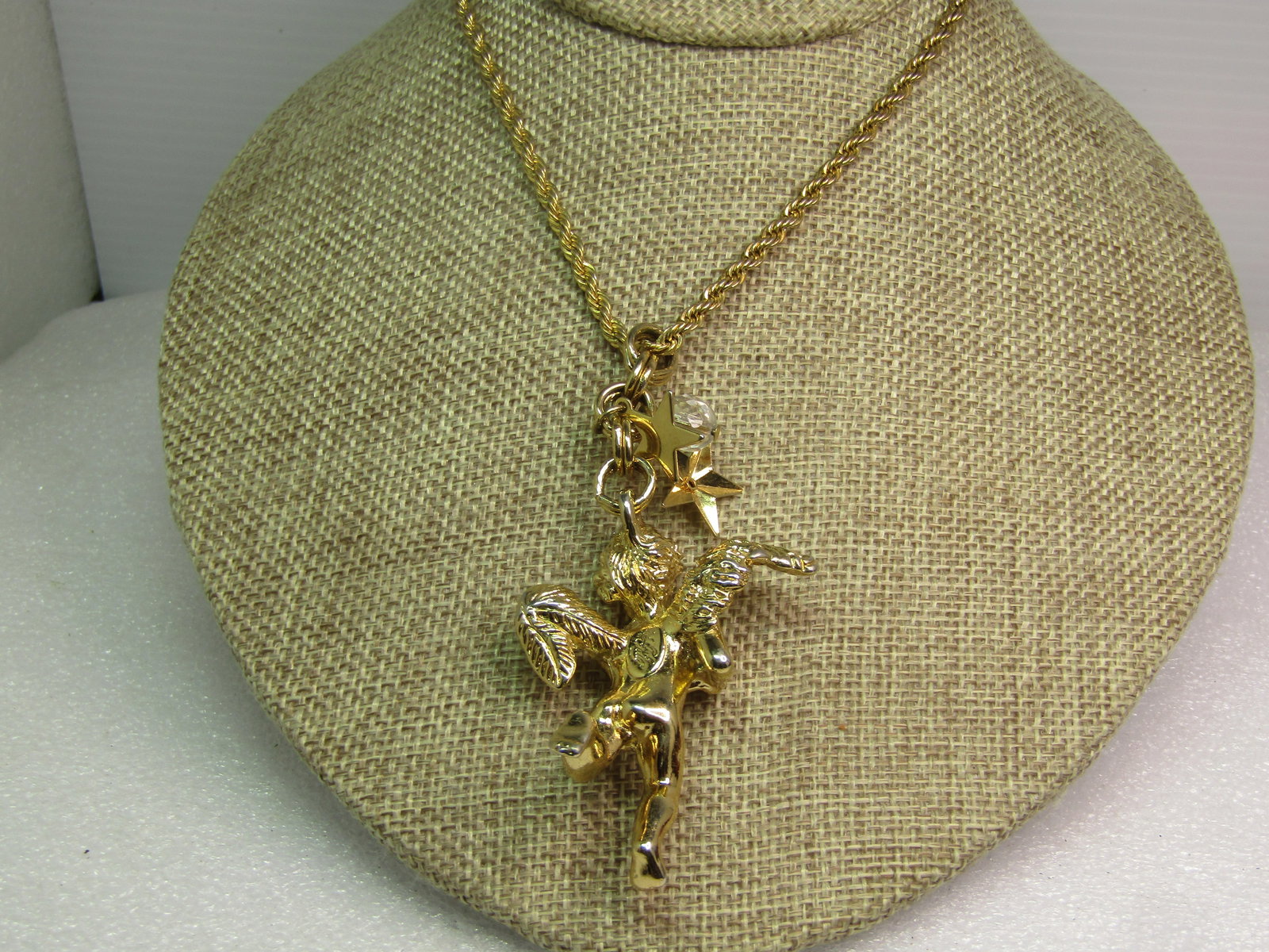 Vintage Kirk's Folly Cherub Star Pendant on 18" Chain, 1990's - 5