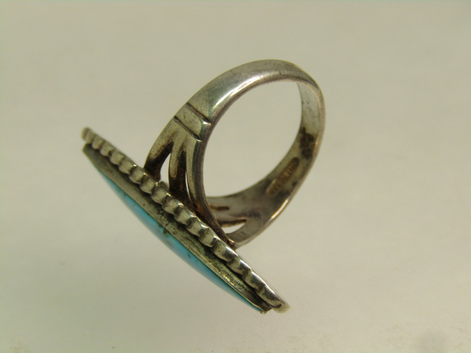 Vintage Sterling Southwestern Turquoise Ring, Bell Trading, Sz, 5, 1960's-1970's. - 6