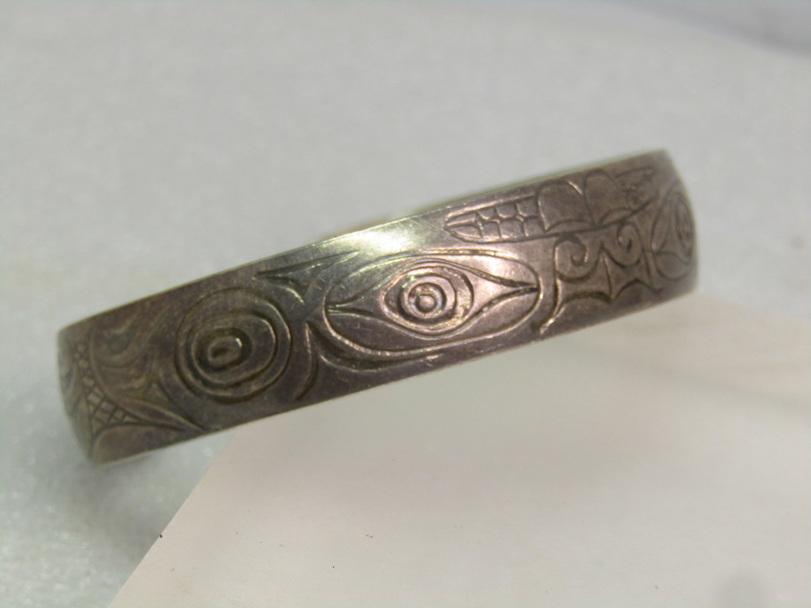 Vintage Sterling Cuff Bracelet, Engraved Egyptian Design, 6.75", 1960's-1970's, Unisex - 5