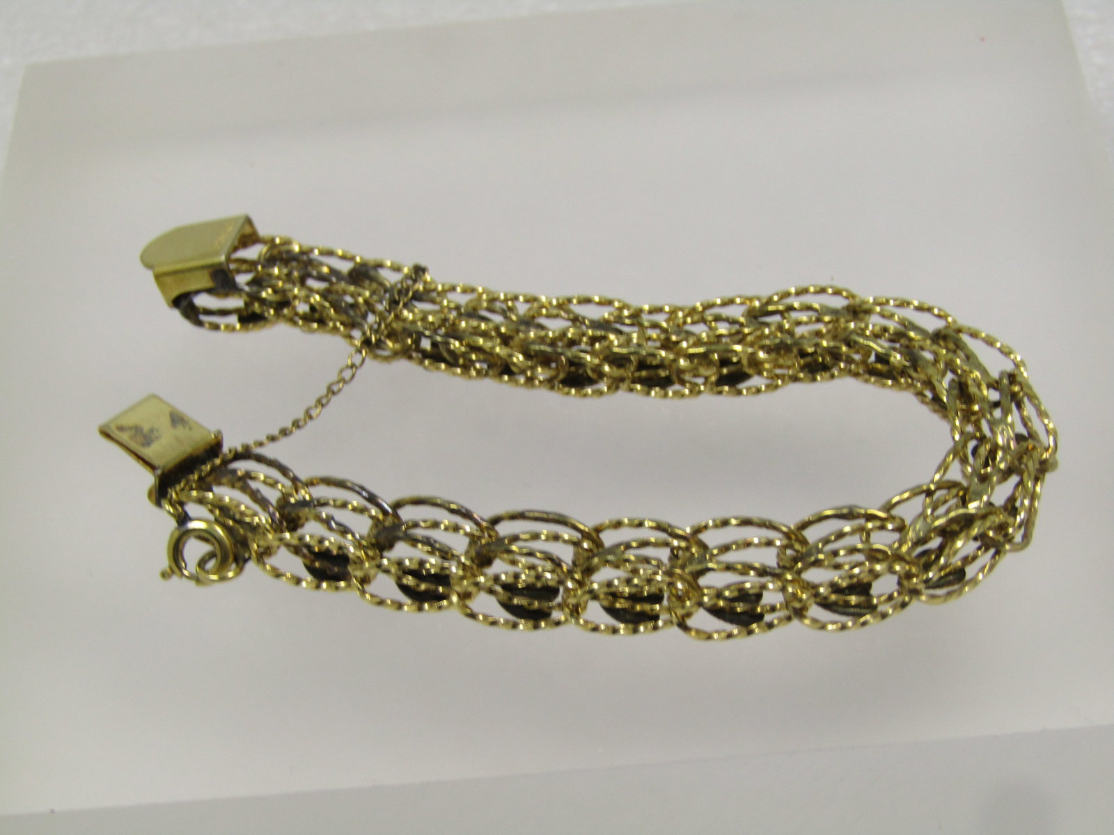 Vintage 12kt G.F. Heart Link Bracelet, 7.5", 8mm wide, 1960's-1970's - 4