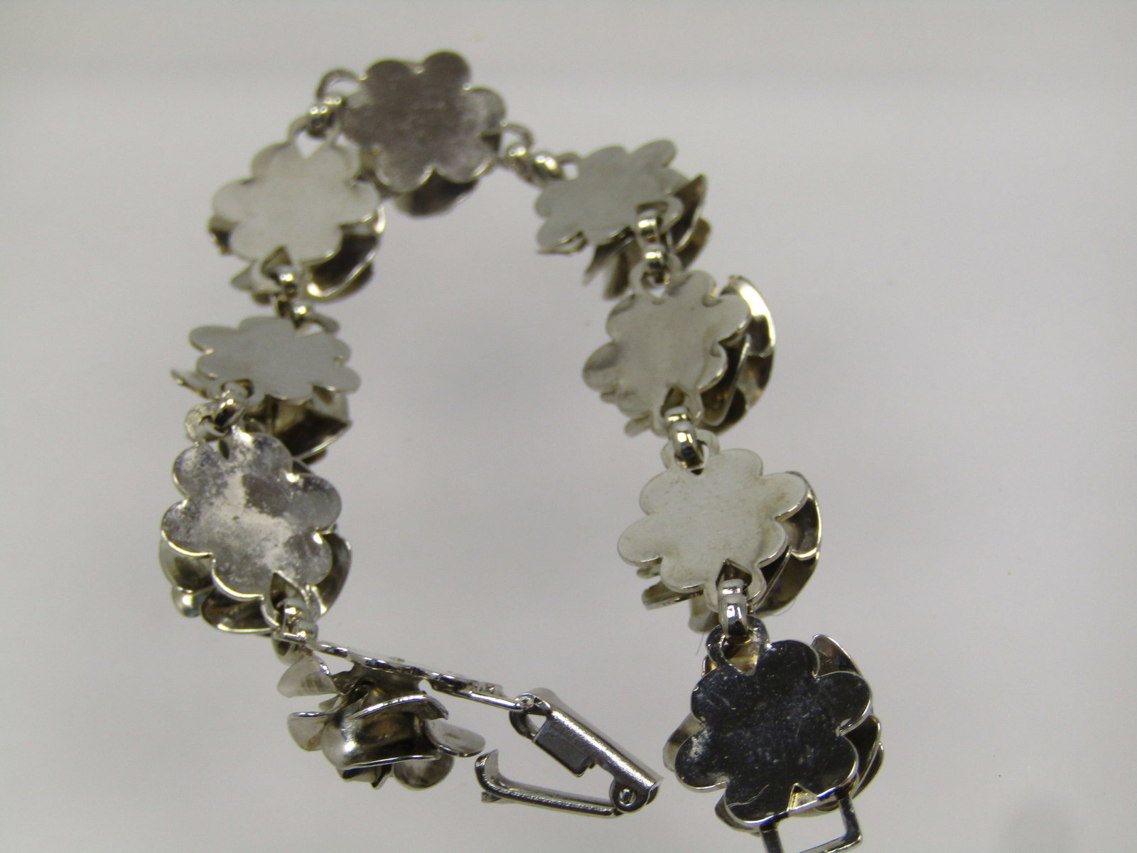 Vintage Rose Blossom Bracelet, Silver Tone, 7", 1960's-1970's - 4
