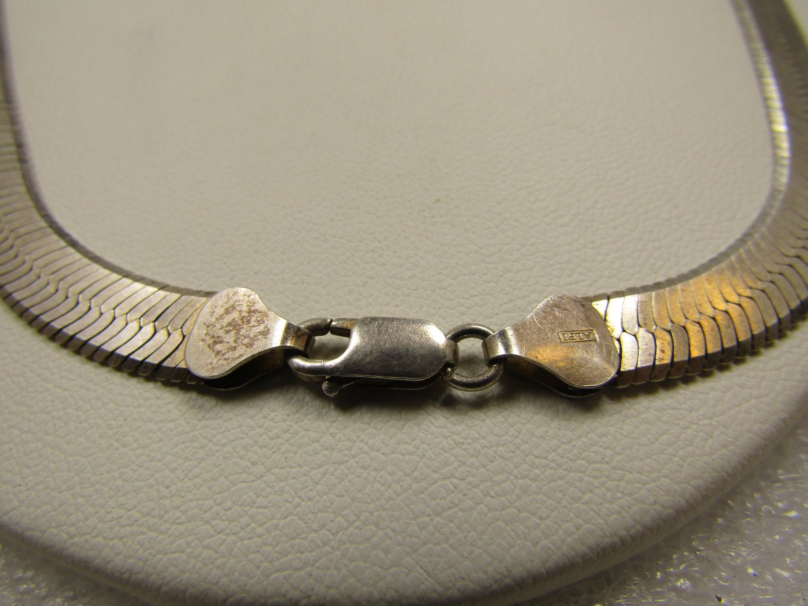 Vintage Sterling 7mm Wide Herringbone Necklace, Unisex, Signed Alfi, 1980's - 4