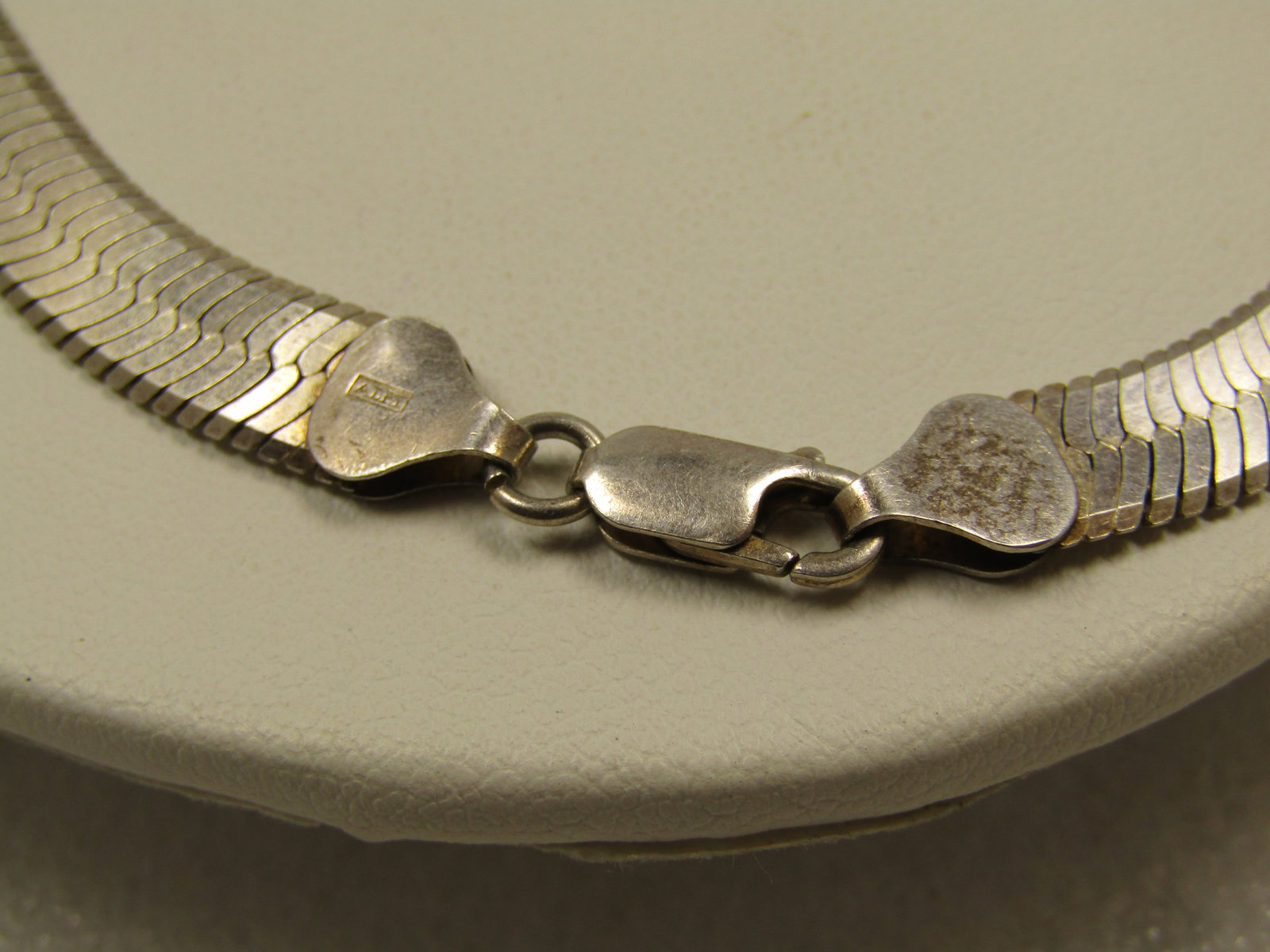 Vintage Sterling 7mm Wide Herringbone Necklace, Unisex, Signed Alfi, 1980's - 5