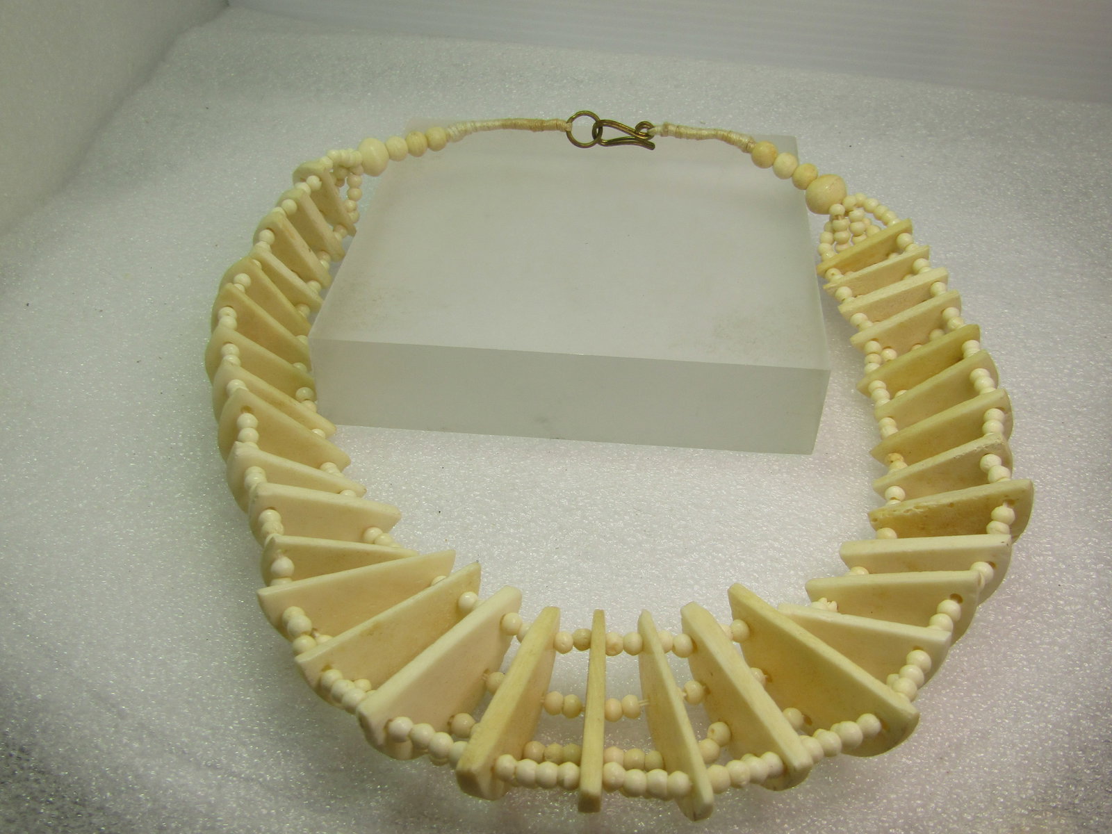 Vintage Carved & Beaded Bone Necklace, Five Strands, 19", 1980's, Tribal - 5