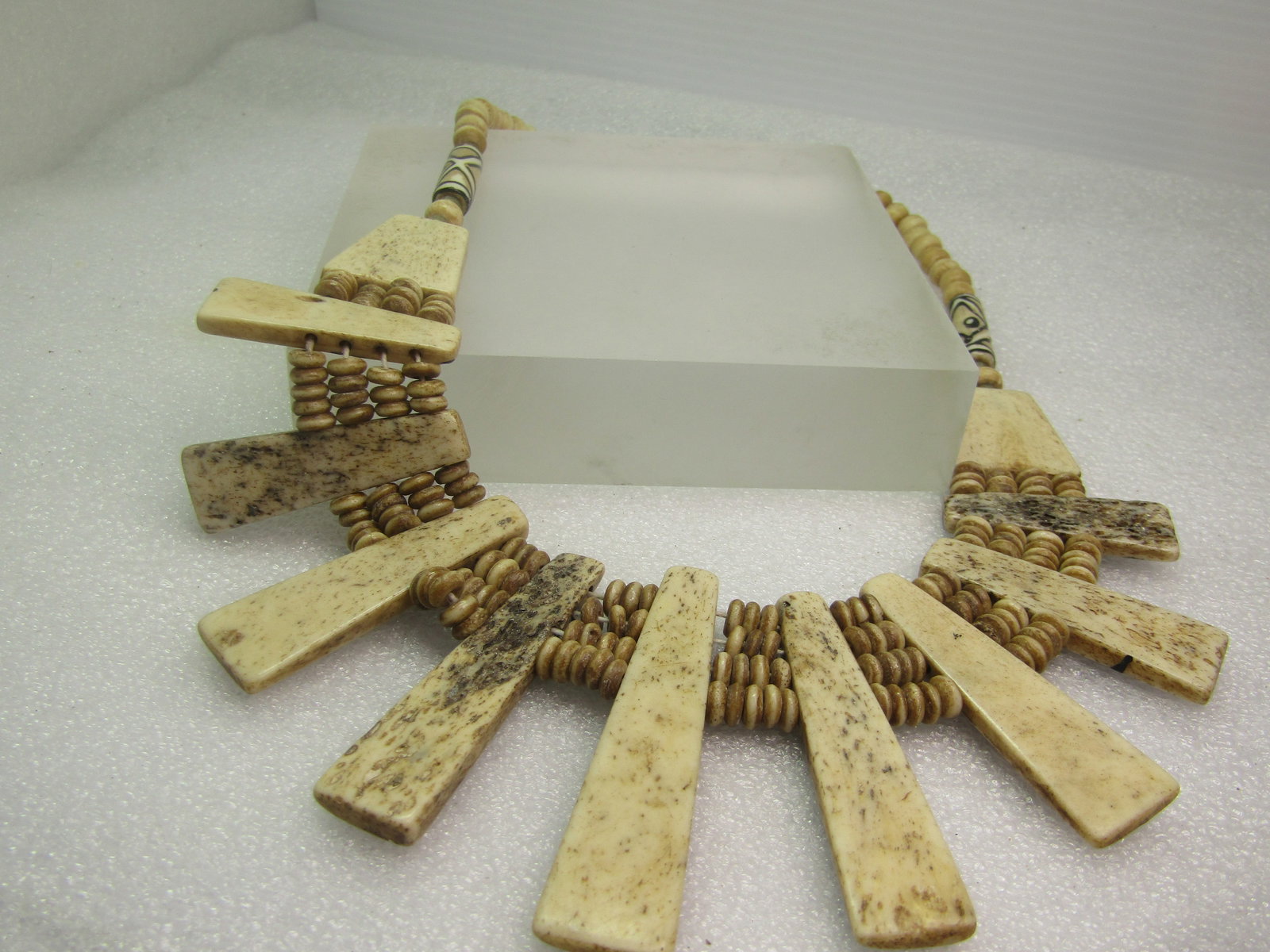 Vintage Painted Bone Beaded Necklace, Tribal, 18", 1970's-1980's - 7