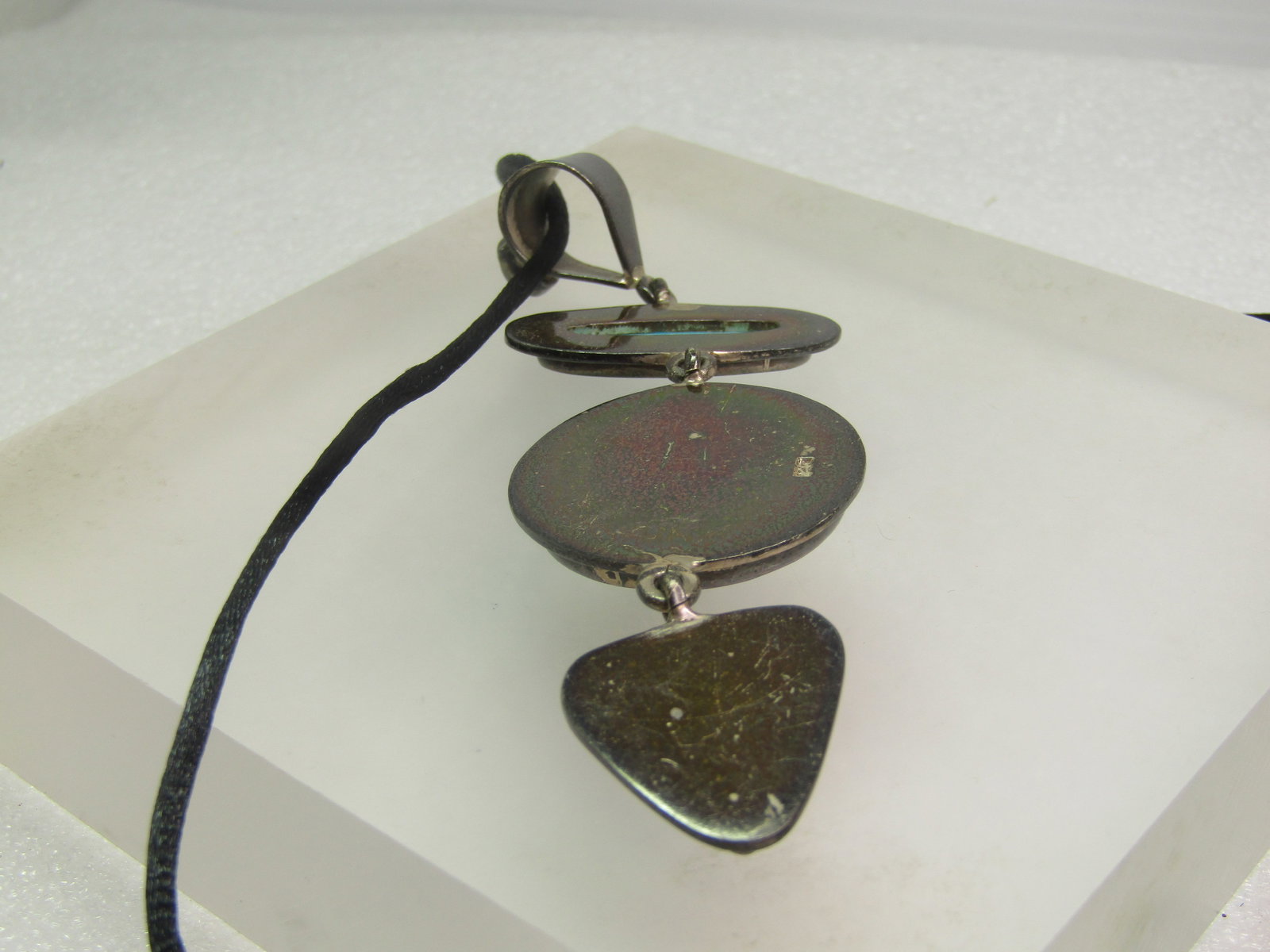 Vintage Sterling Moonface, Turquoise, Lapis Lazuli, Druzy Pendant/Necklace, 17"-19", 1980's - 7