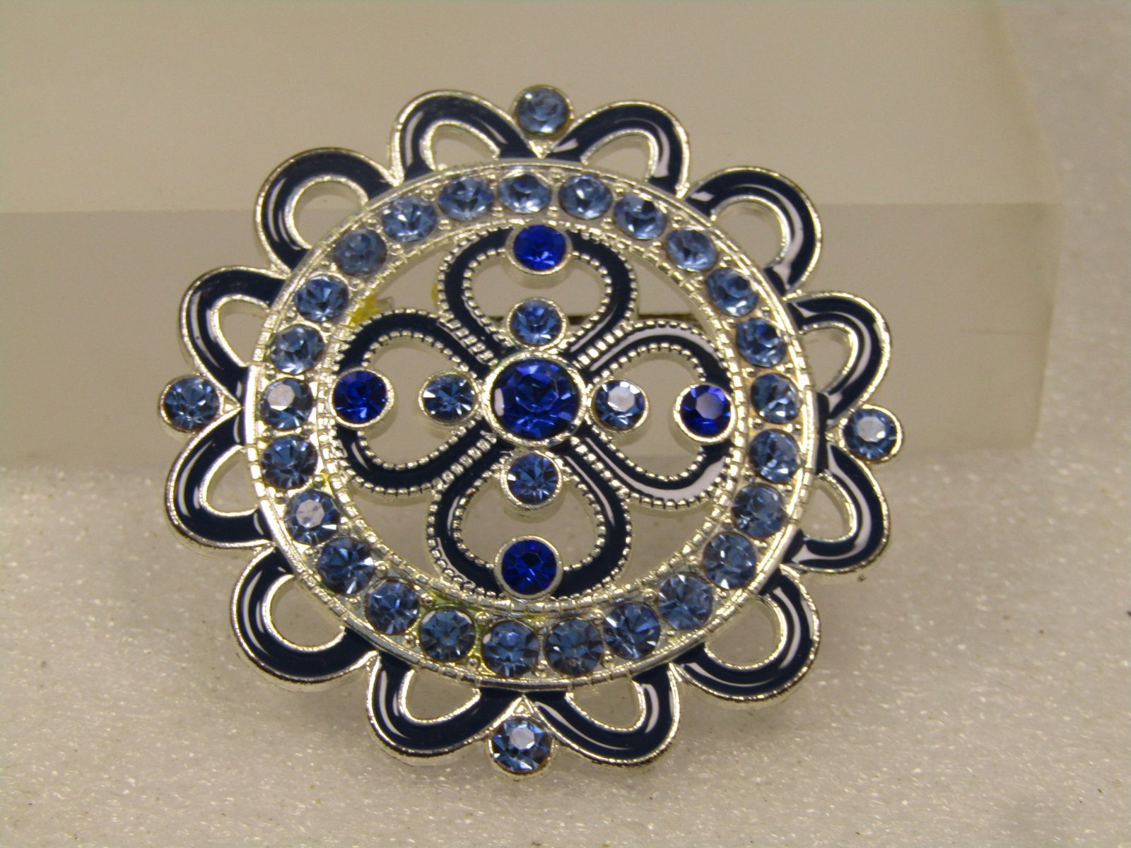 Vintage Enameled & Blue Rhinestone Brooch, 1980's-1990's (1 of 6)