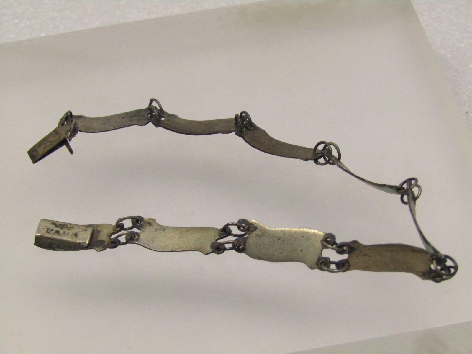 Vintage Sterling Siam Goddess Bracelet, Green Enameled Links, 7.25" 1930's-1960's - 5
