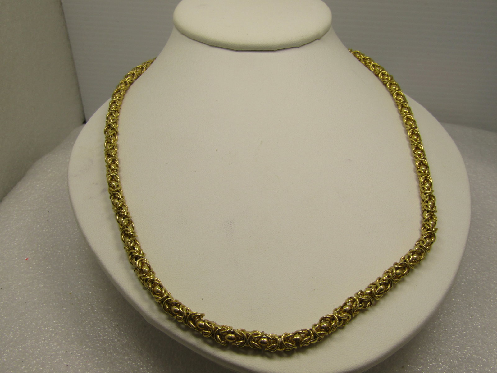 Vintage 14kt Plated Byzantine Link Necklace, 20", Signed Lind, 1980's-1990's - 2