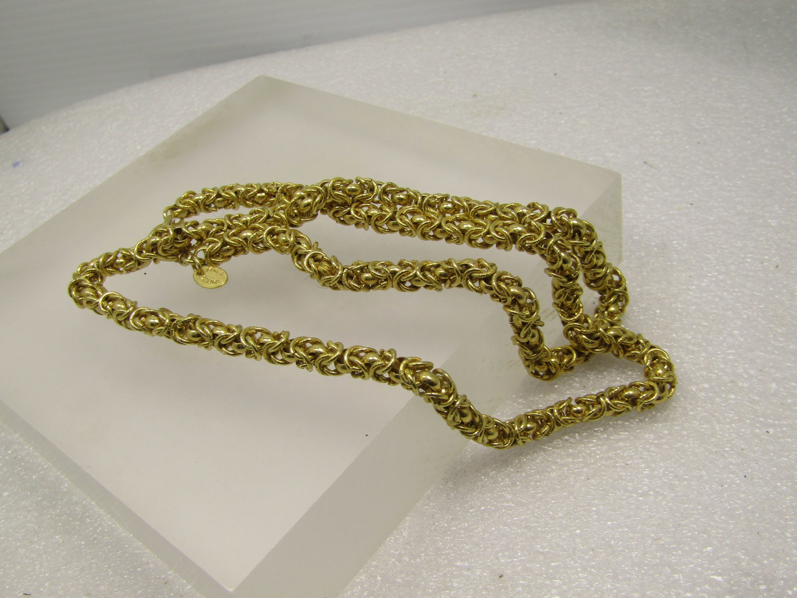 Vintage 14kt Plated Byzantine Link Necklace, 20", Signed Lind, 1980's-1990's - 3