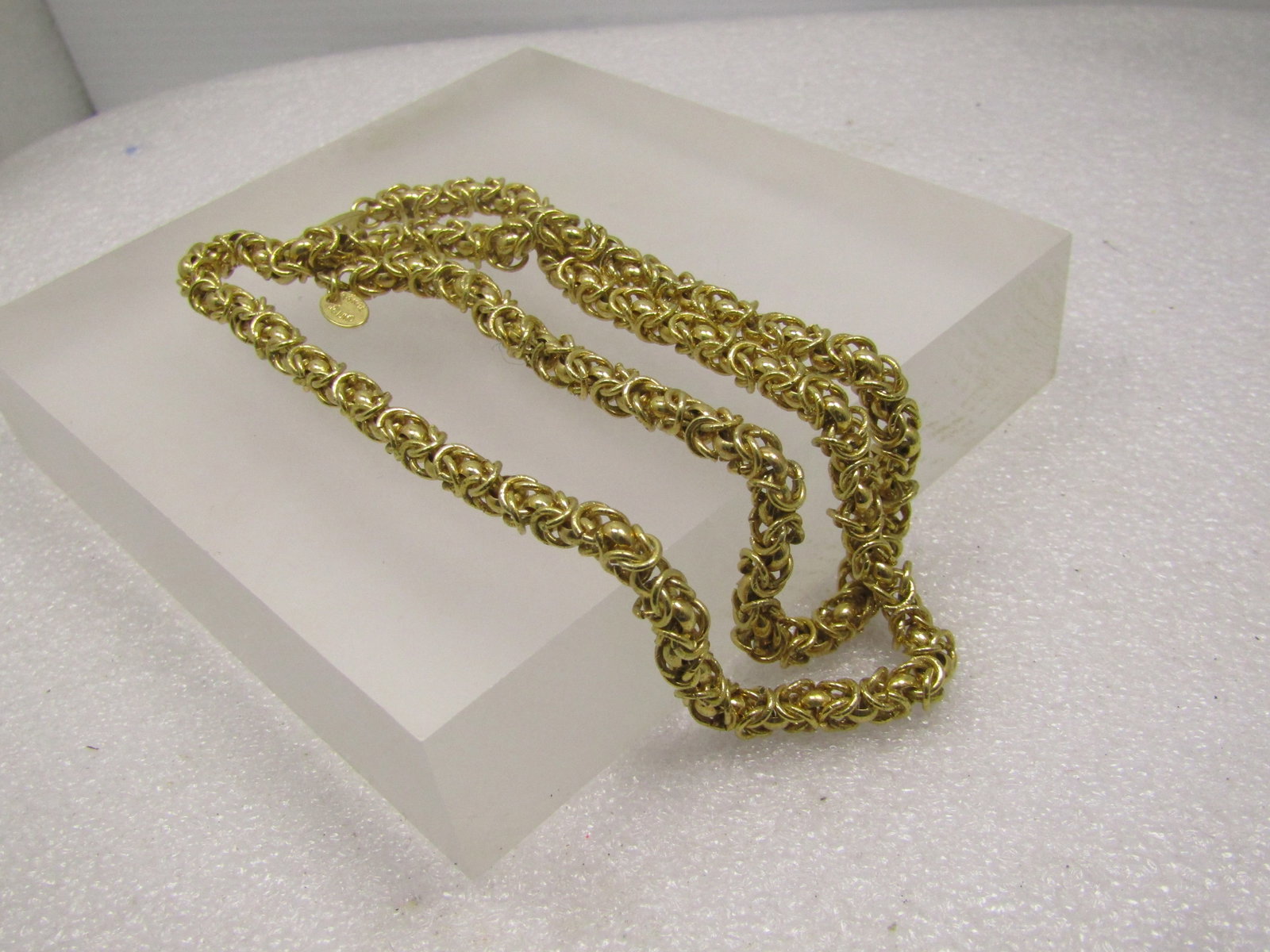 Vintage 14kt Plated Byzantine Link Necklace, 20", Signed Lind, 1980's-1990's - 4