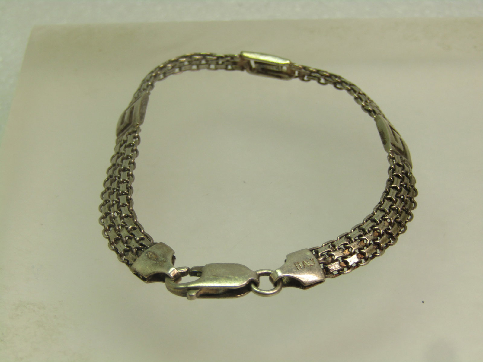 Vintage Sterling Woven Greek Key Bracelet, 7", 1980's-1990's - 2