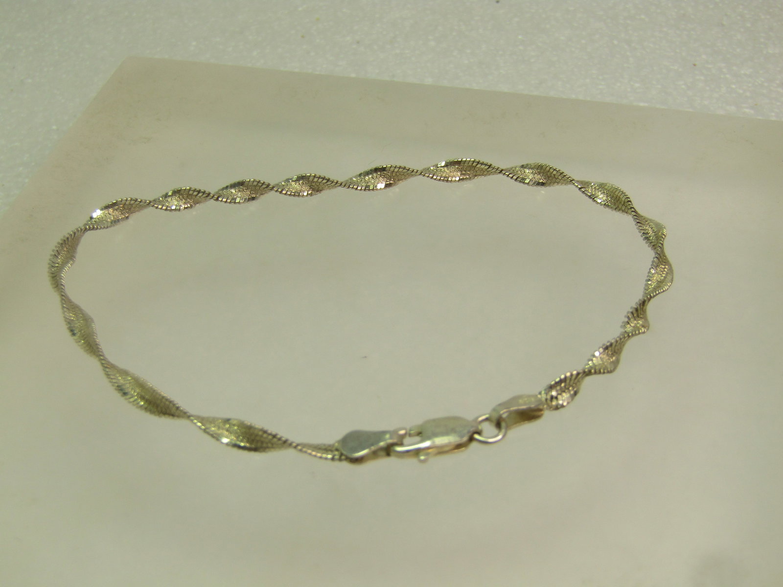 Vintage Sterling Twisted Herringbone Bracelet, 7.75", Unisex, 1980's-1990's - 2