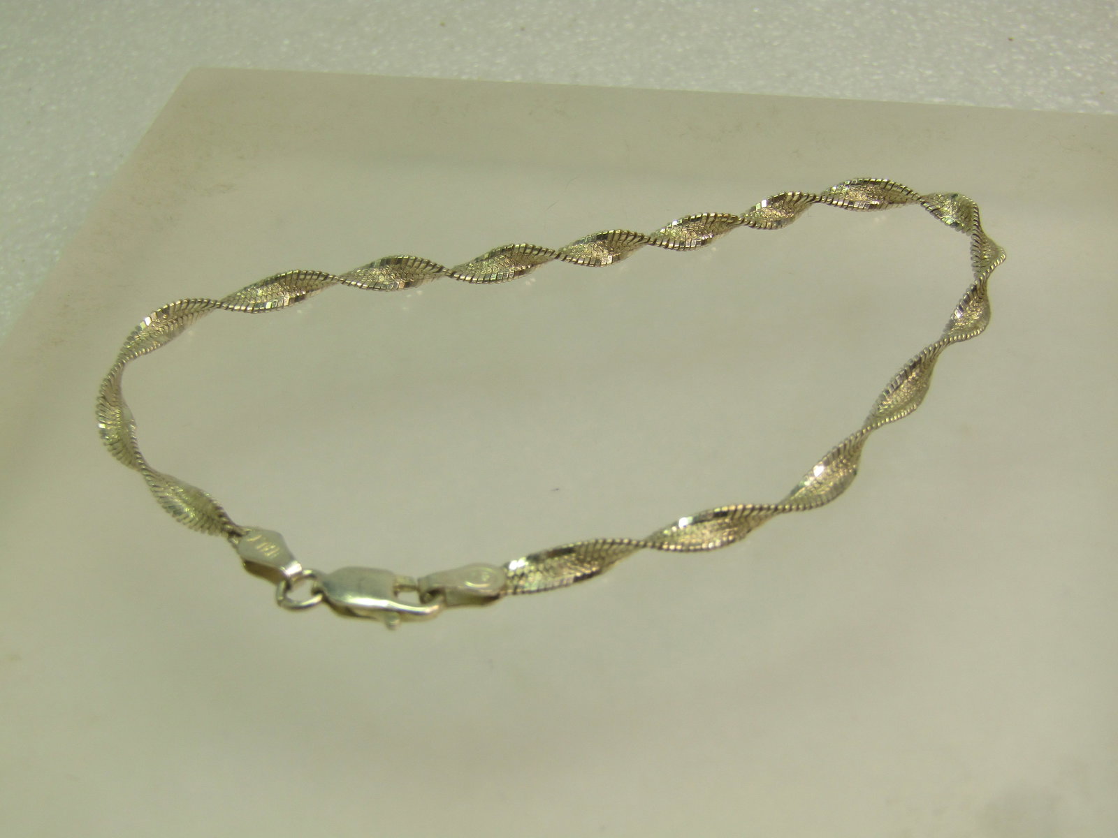 Vintage Sterling Twisted Herringbone Bracelet, 7.75", Unisex, 1980's-1990's - 4