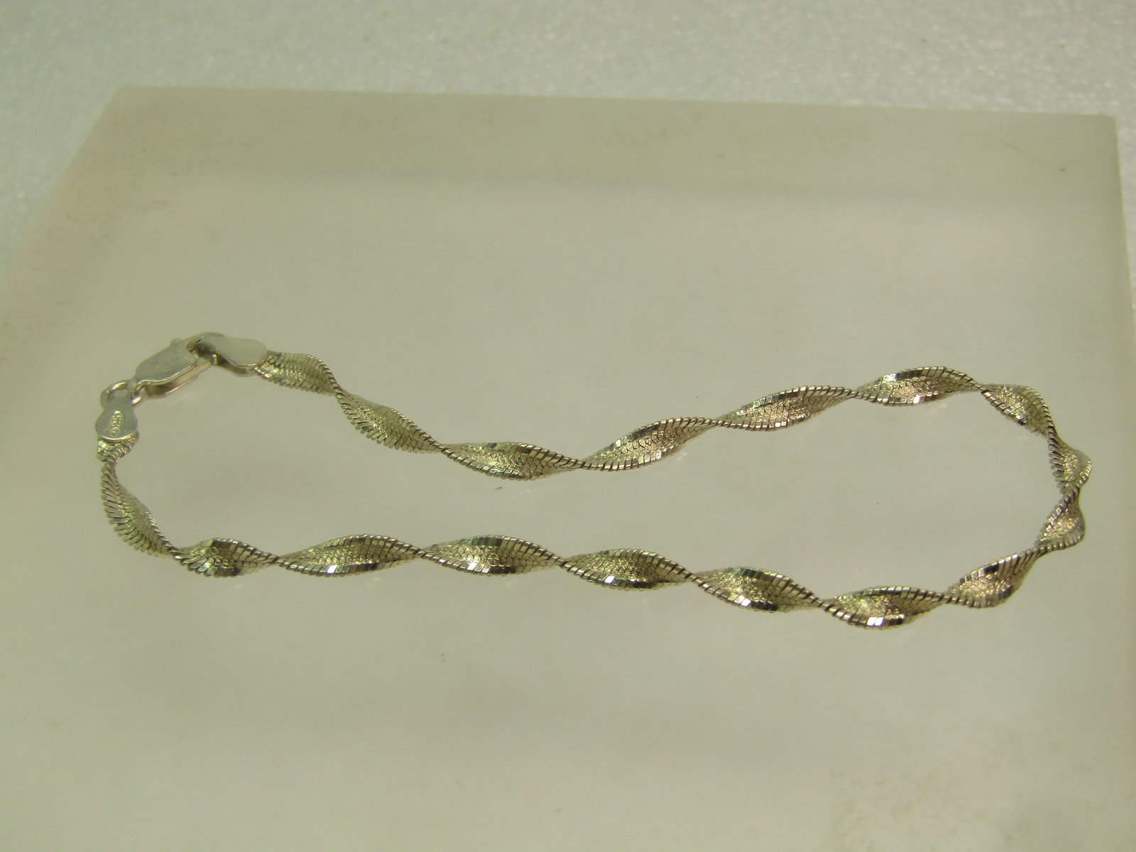 Vintage Sterling Twisted Herringbone Bracelet, 7.75", Unisex, 1980's-1990's - 6