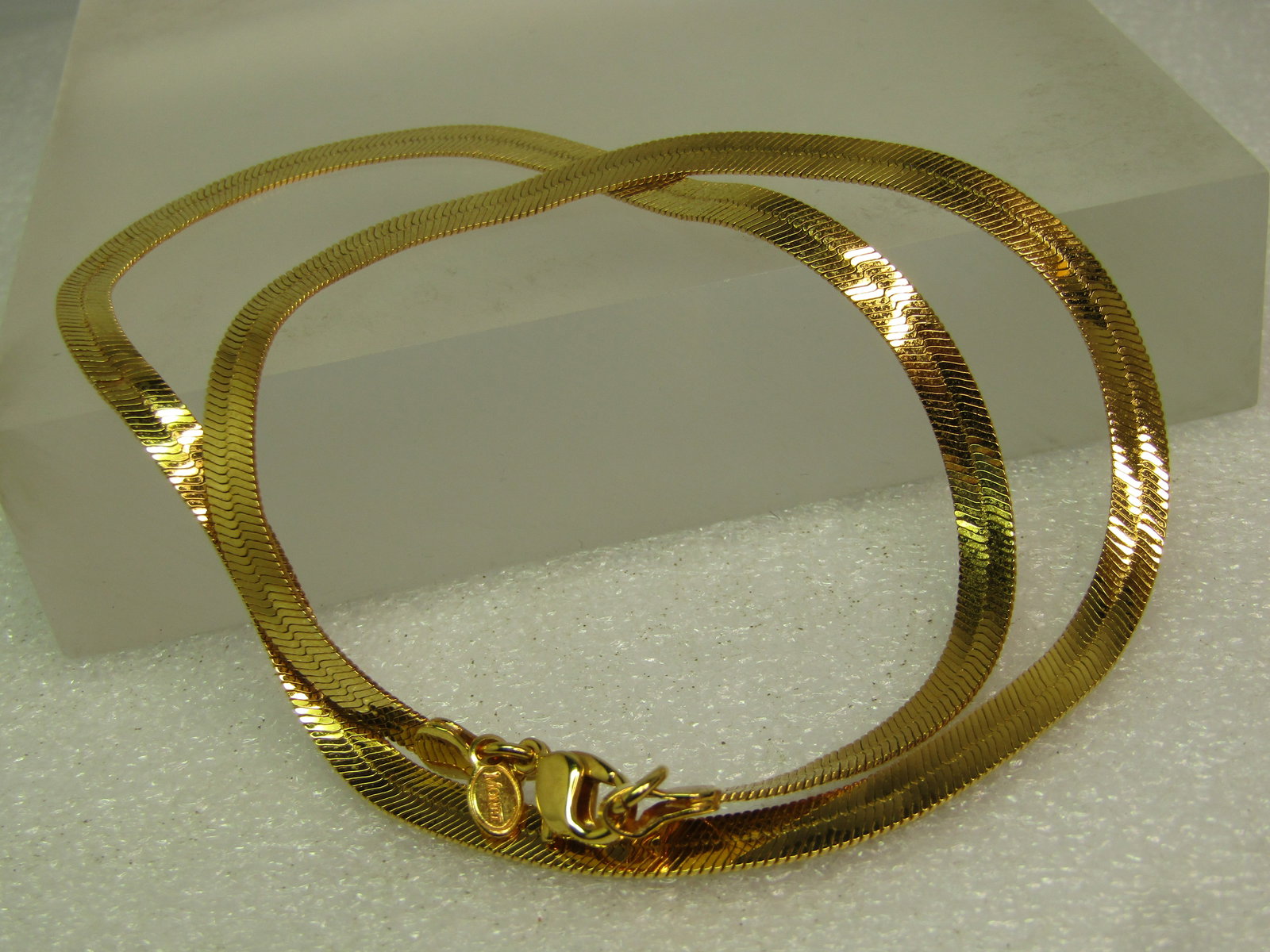 Vintage Monet Herringbone Necklace, 17.5", Gold tone, 1980's-1990's - 4
