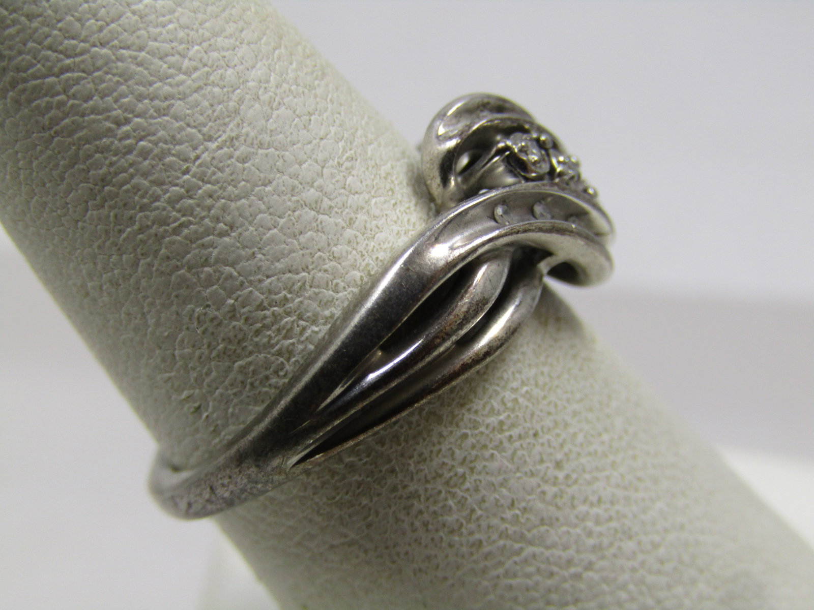 Vintage Sterling Diamond Ring, Bypass, Sz. 7.24, 1970's-1980's - 3