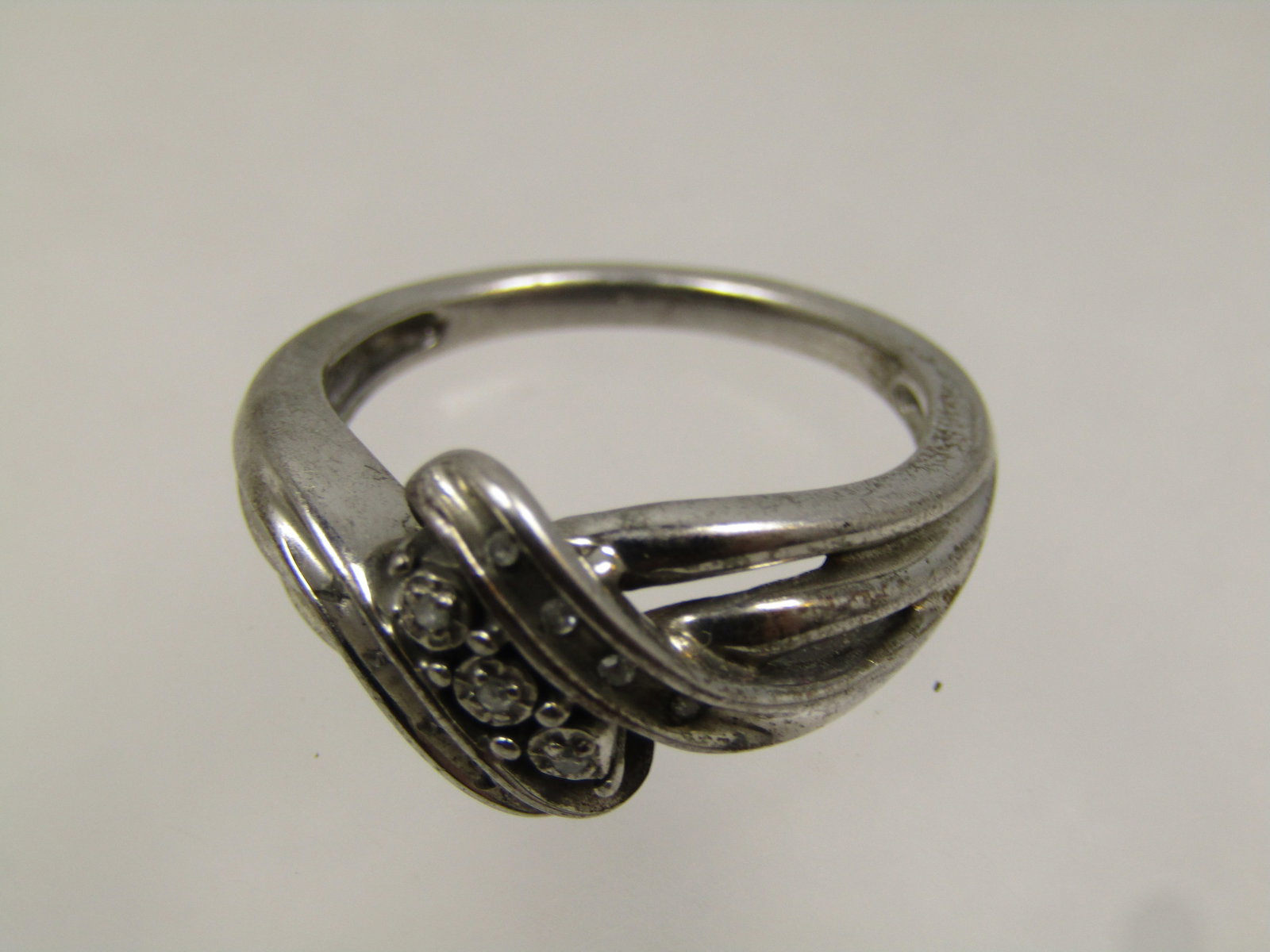 Vintage Sterling Diamond Ring, Bypass, Sz. 7.24, 1970's-1980's - 5