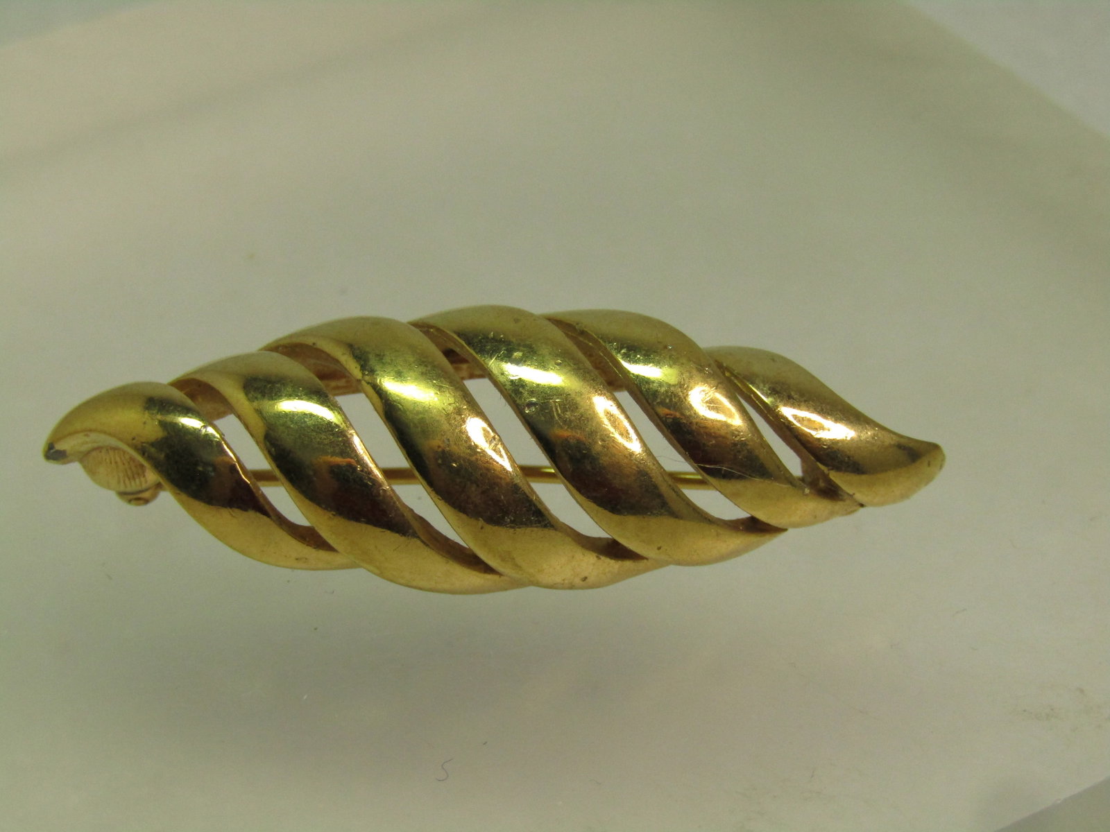 Vintage Open Shell Design Spiral Brooch, Signed Ciner, 1980's-1990's: Vintage Open Shell Design Spiral Brooch, Signed Ciner, 1980's-1990's. The Ciner jewelry empire started in the late 1800's and continued for 127 years. This is a shell design with half-spirals that com