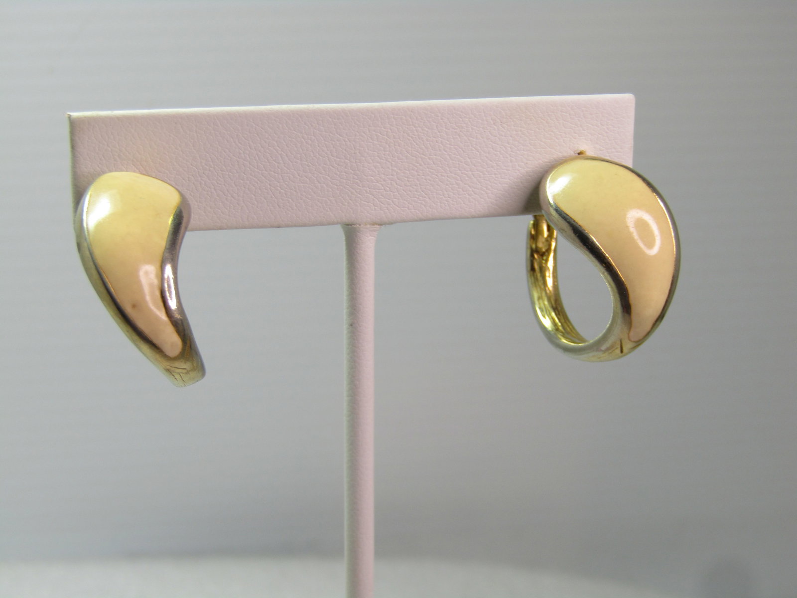 Vintage Goldette Enameled Hoop Earrings, Pierced, 1960's - 2