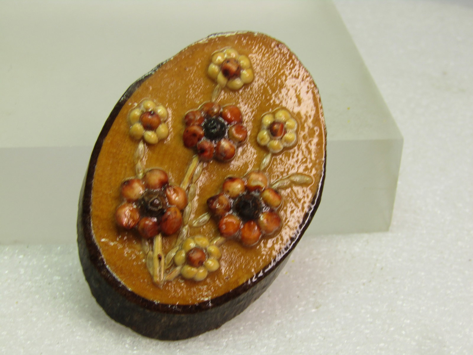 Vintage Amber Guilloche Blossom Brooch, 1950's-1960's. - 3