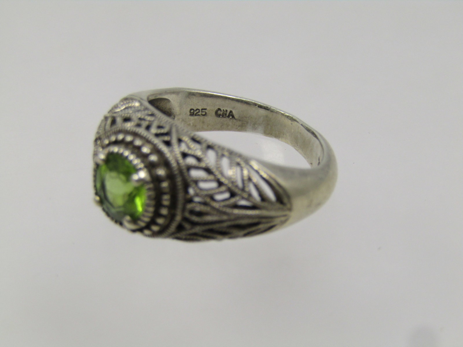 Vintage Sterling Peridot Ring, Sz. 6m Open Filigree, 1980's-1990's - 4