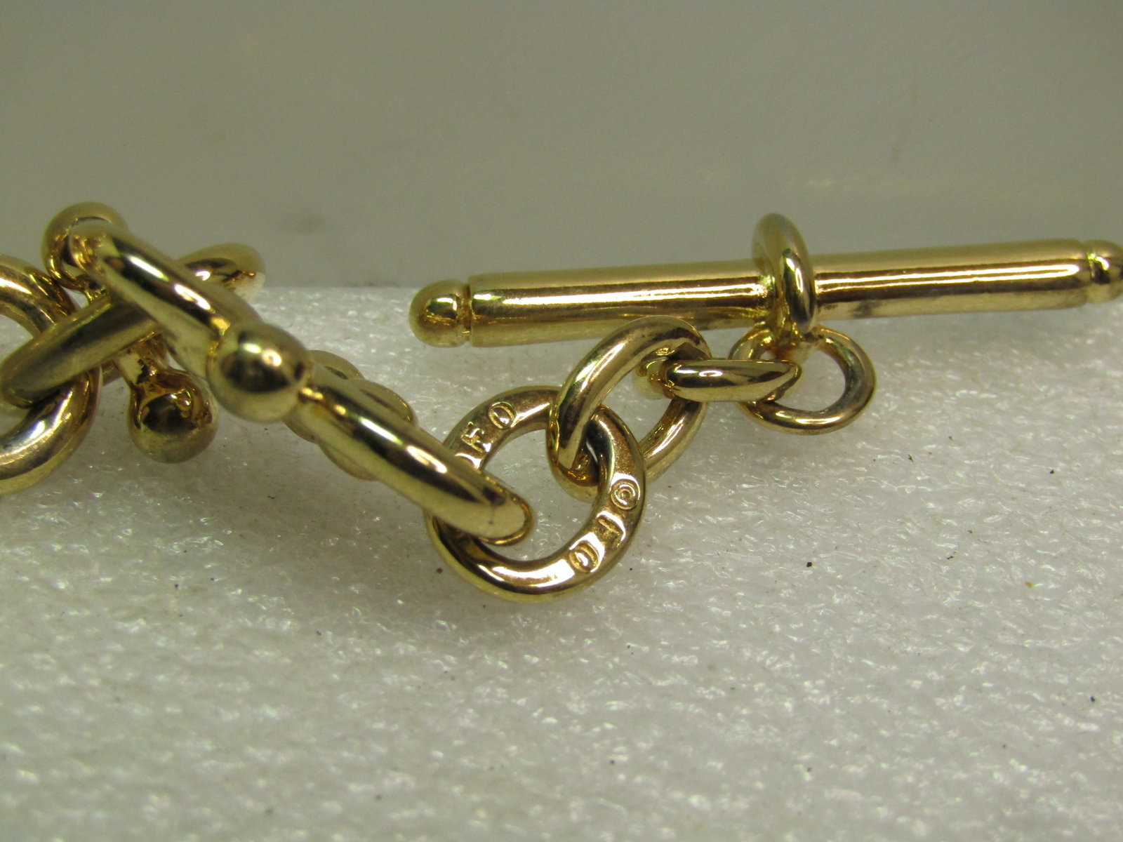 Vintage Wide S Fancy Link Bracelet, Togget Clasp, 8", Signed F.O., 1980's-1990's - 4