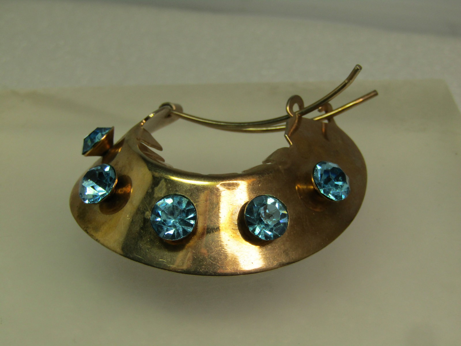 Vintage Aqua Rhinestone Ponytail Barrette, 1950's-1960's - 6