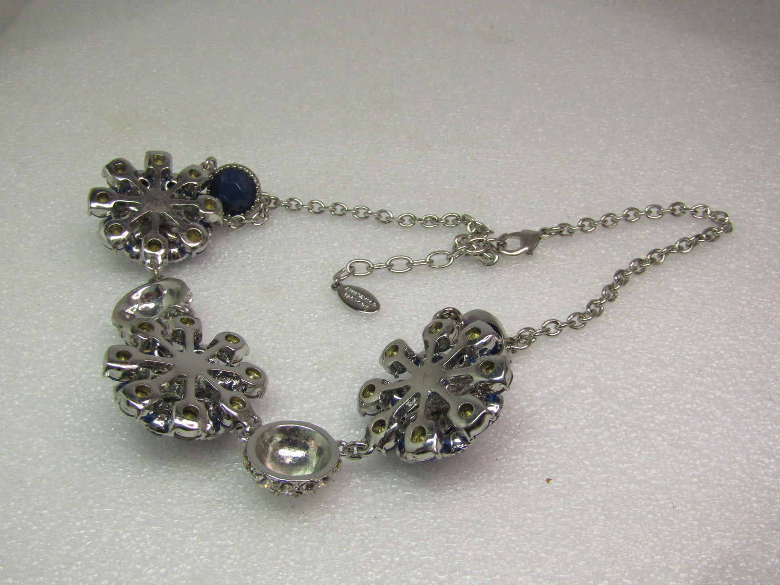 Blue & Clear Cluster Rhinestone Necklace, Ann Taylor, 1980's-1990's, 19" - 5