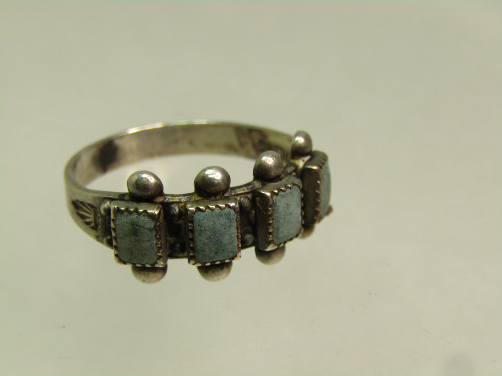 Vintage Sterling Southwestern Green Stone Ring, Sz. 8, 1960's-1970's - 6