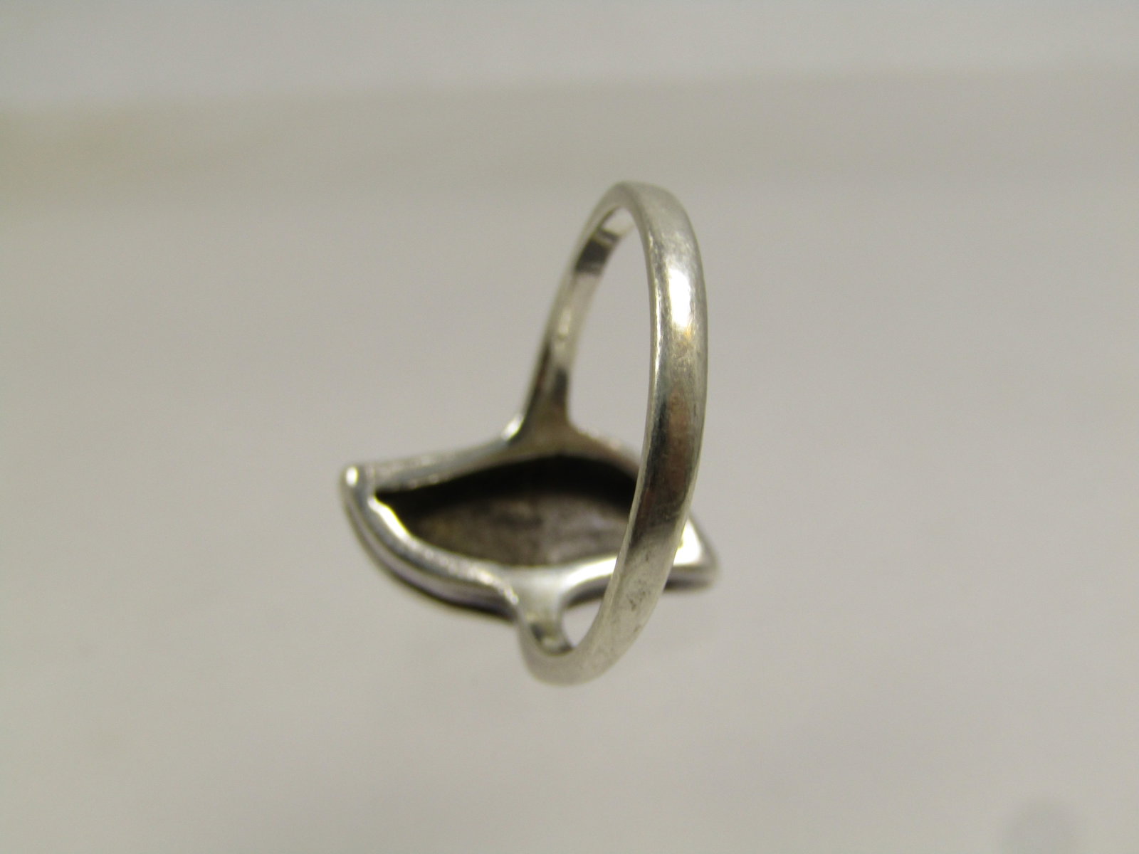 Vintage Sterling Inlaid Onyx Marcasite Ring, Sz. 8.25, 1980's, Signed - 7