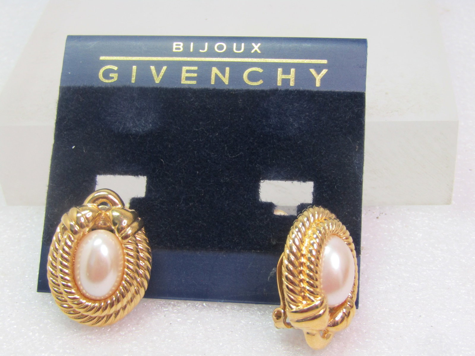 Vintage Givenchy Faux Pearl Earrings, Clip, On Card, 1980's-1990's - 6