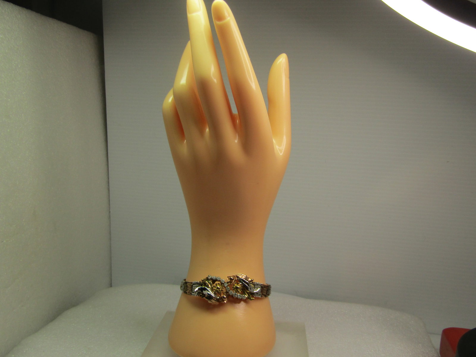 Vintage Sterling Vermeil Riccio Bracelet, CZ and Floral Accents, 1990's, 7.25, Signed Milor, Italy - 9