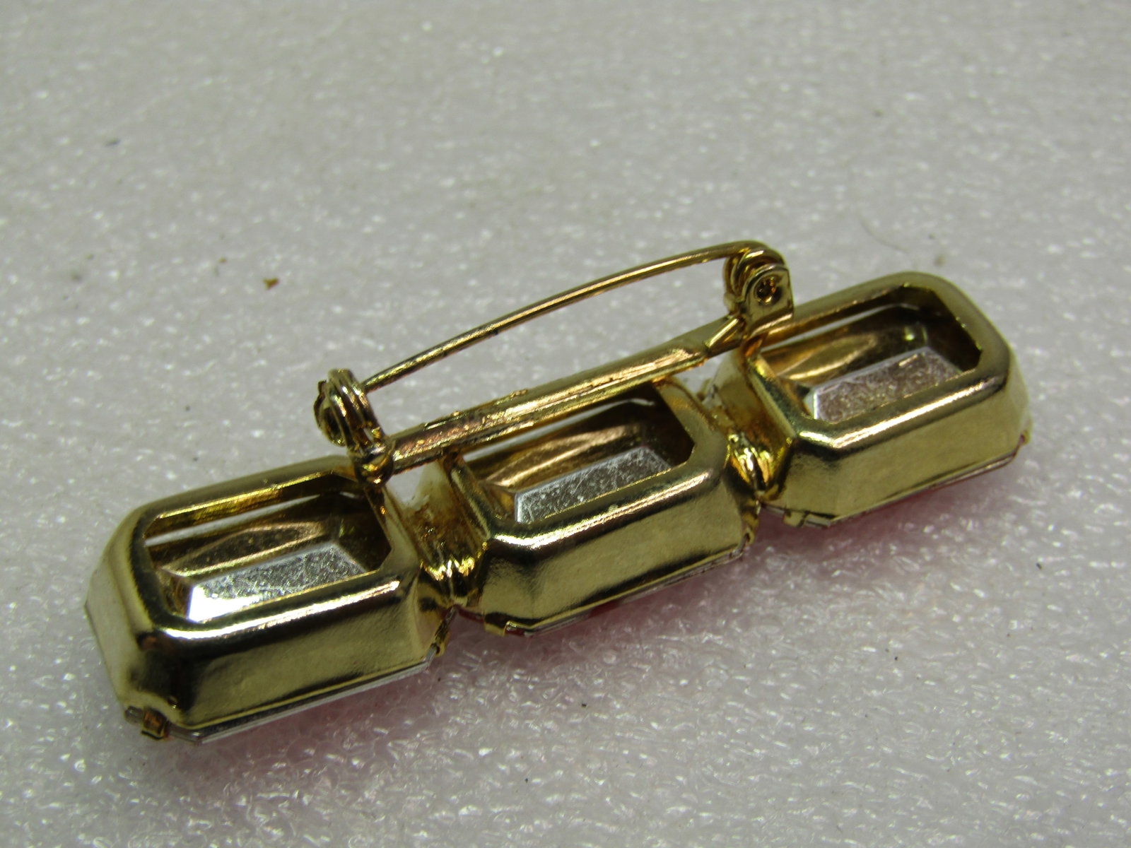 Vintage Orange/Red Rhinestone Bar Brooch, 1960's-1970's - 5