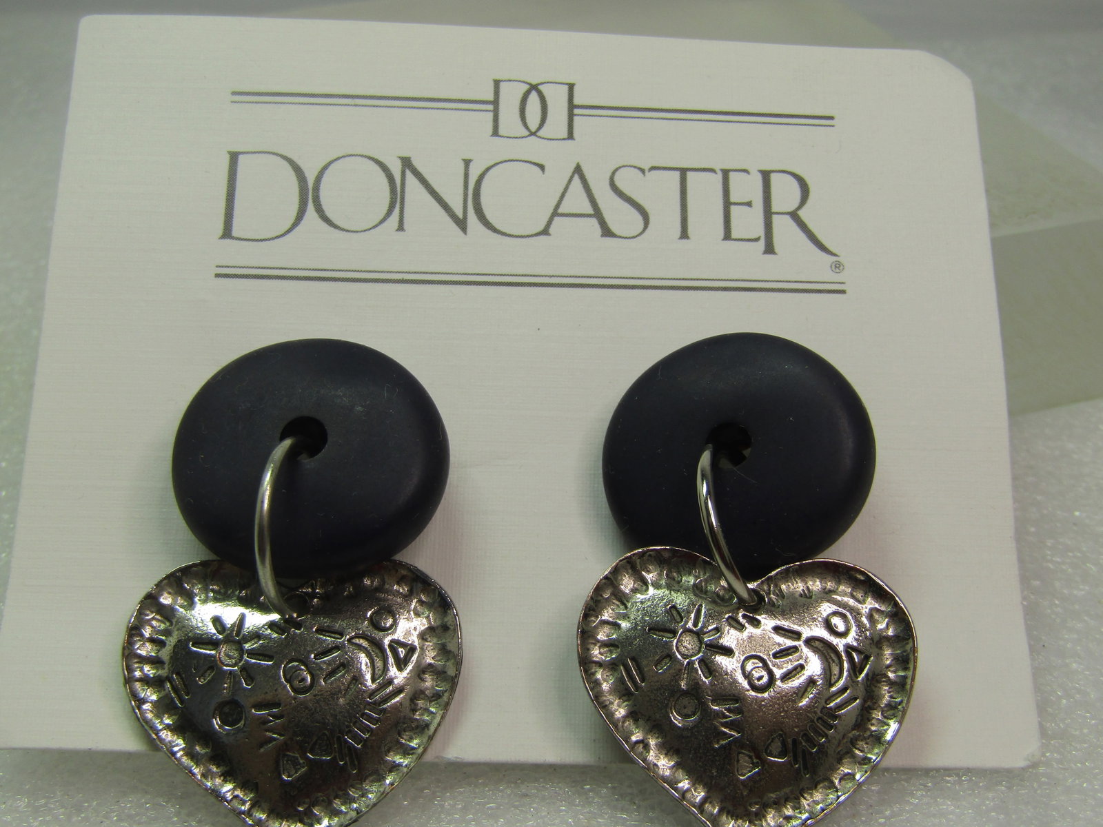 Vintage Don Caster Dangle Heart Earrings, Dark Blue, Pierced, 1990's, On-Card - 3