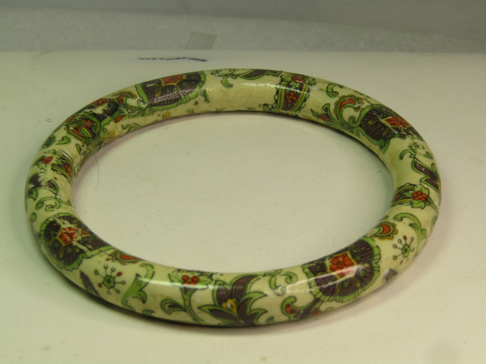 Vintage Floral Transfer Bangle Bracelet, 8", 1960's-1980's - 2
