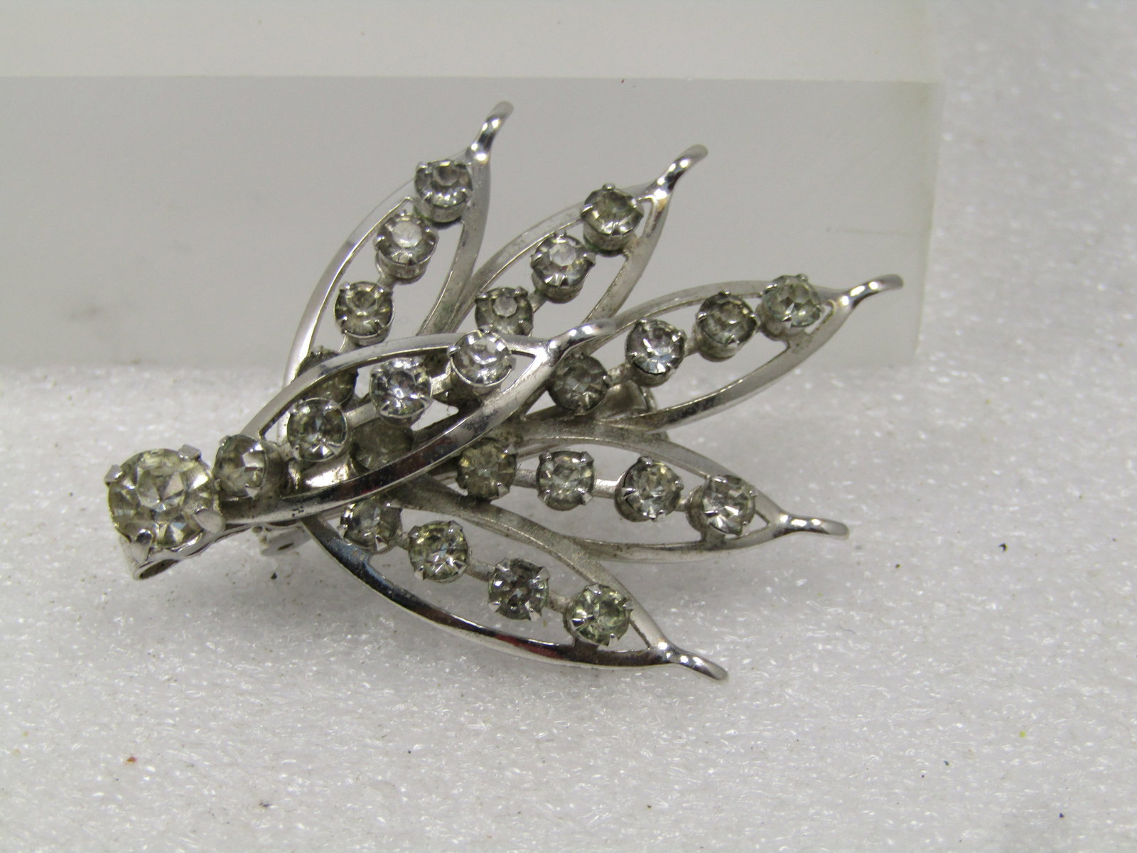 Vintage Clear Rhinestone Stem Brooch, 1960's - 2