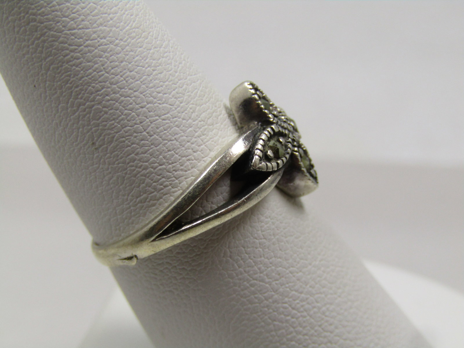 Vintage Sterling Marcasite Pointed Ring, Sz. 8, 1980's - 3