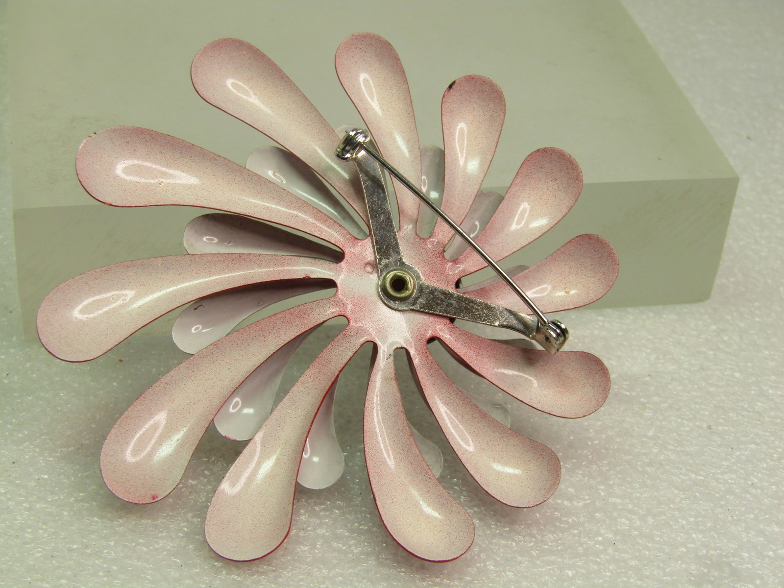 Vintage Enameled Red/White/Blue Blossom Brooch, 1960's-1970's - 4