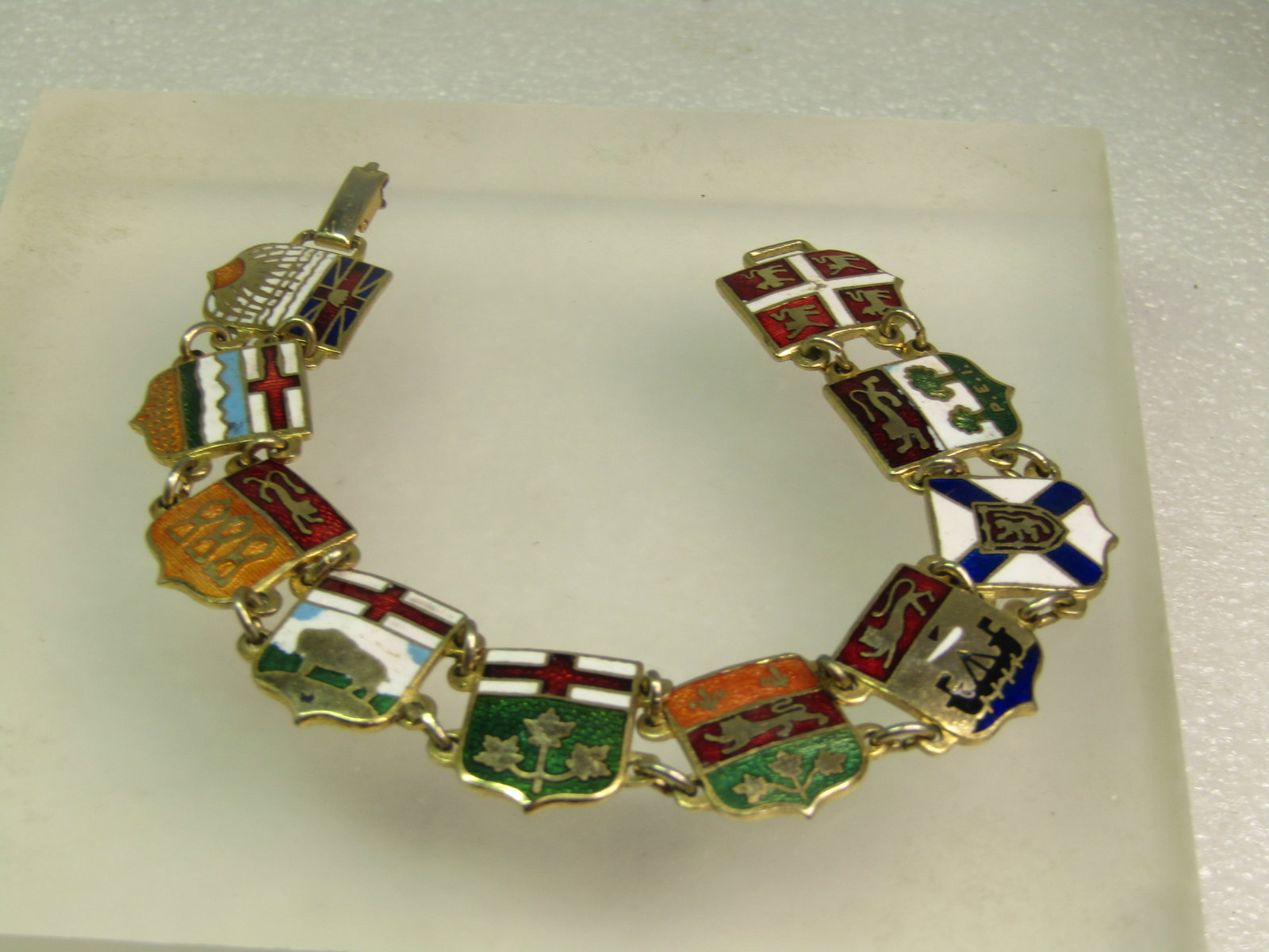 Vintage Enameled Flags of Canada Bracelet, 7.25", 1960's-1980's (1 of 9)