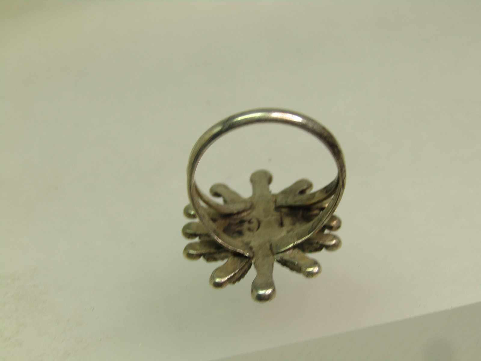 Vintage Sterling Southwestern Turquoise Ring, Needlepoint, Sz. 5.5, Signed L.G., 1960's-1970's - 3