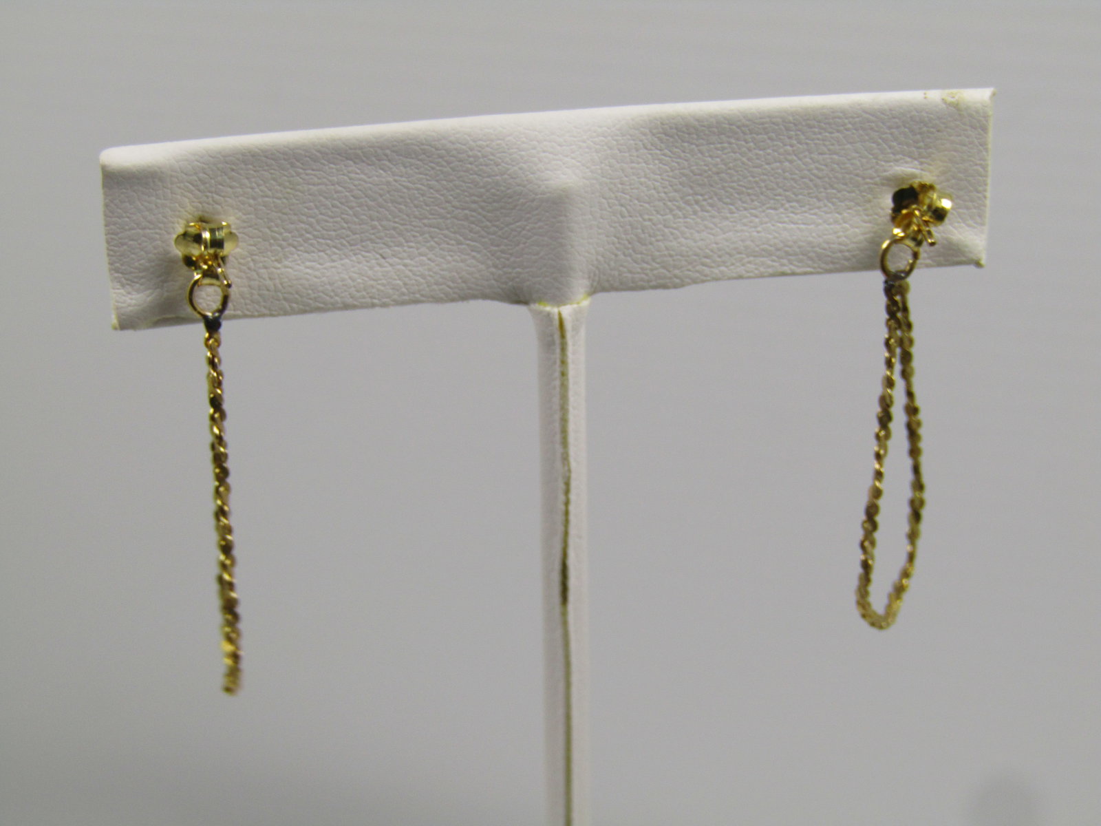 Vintage 14kt G.F. Chain Hoop Earrings, Pierced, with X Stud, 1980's-1990's - 4