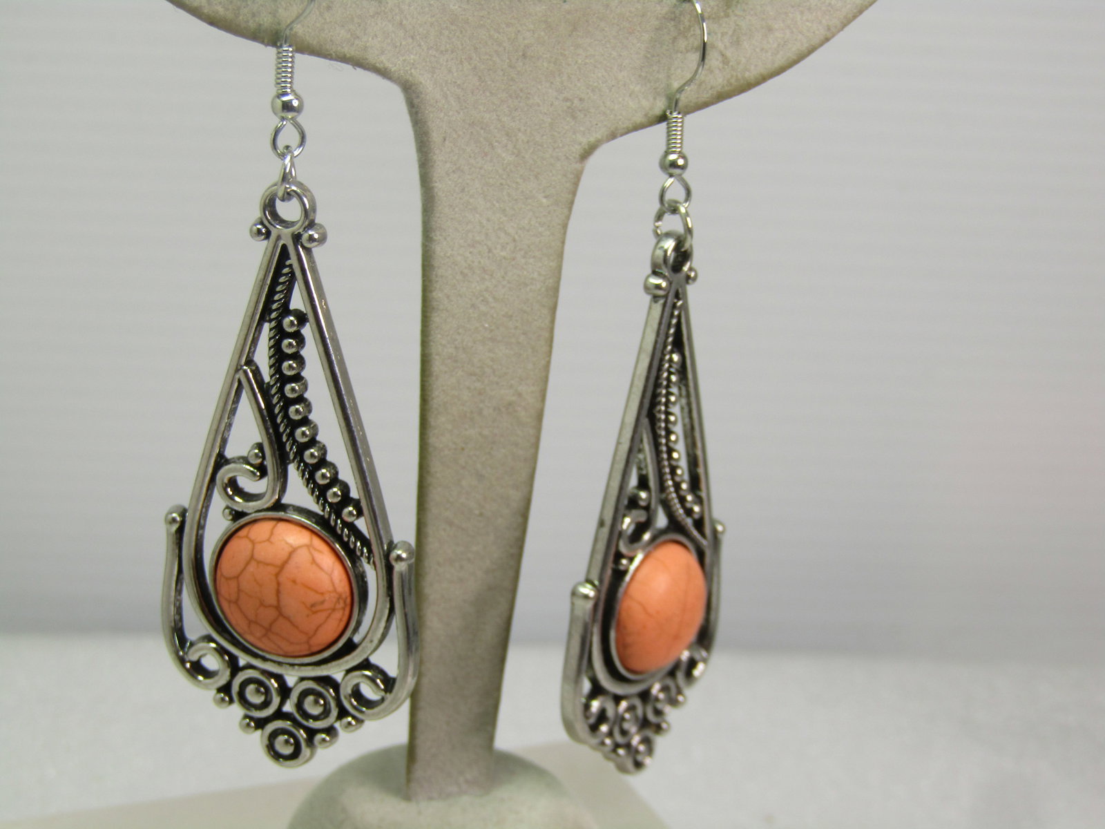 Vintage Faux Orange Agate Drop Earrings, 1990's-2000's - 2