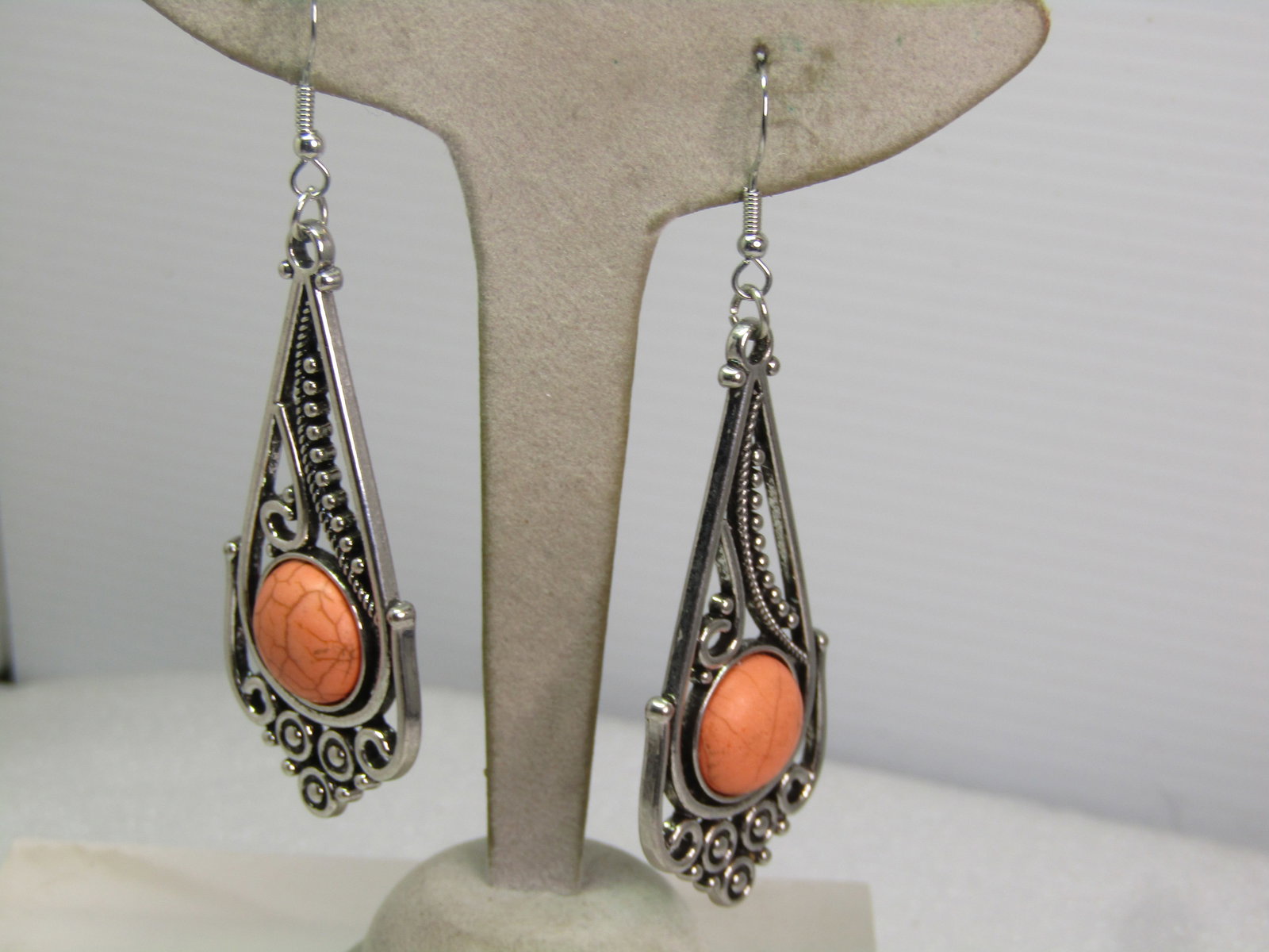 Vintage Faux Orange Agate Drop Earrings, 1990's-2000's - 3